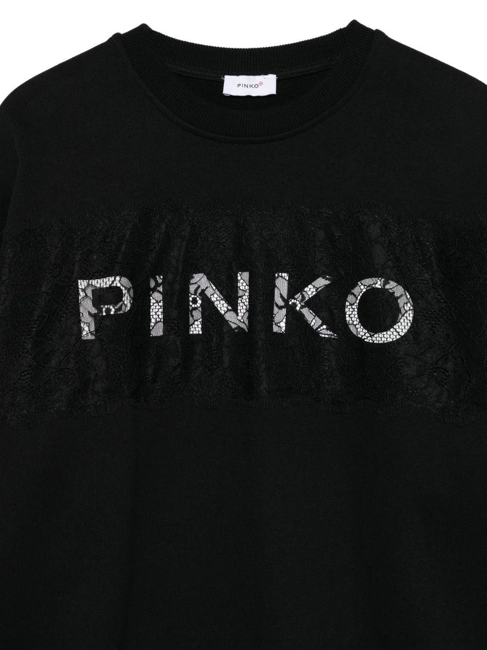 Felpa nera con logo e dettagli in pizzo KFFE024CFF015 D840 PINKO 