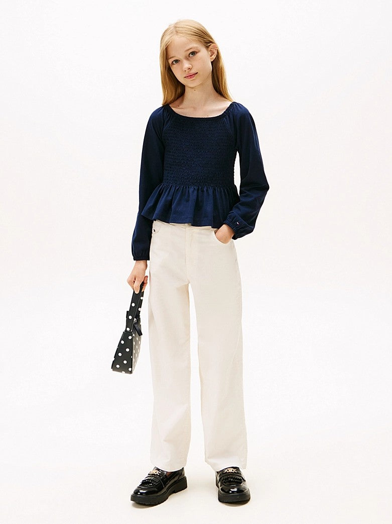 Pantaloni Mabel larghi a vita alta in velluto KG0KG08816T YA8 TOMMY HILFIGER 