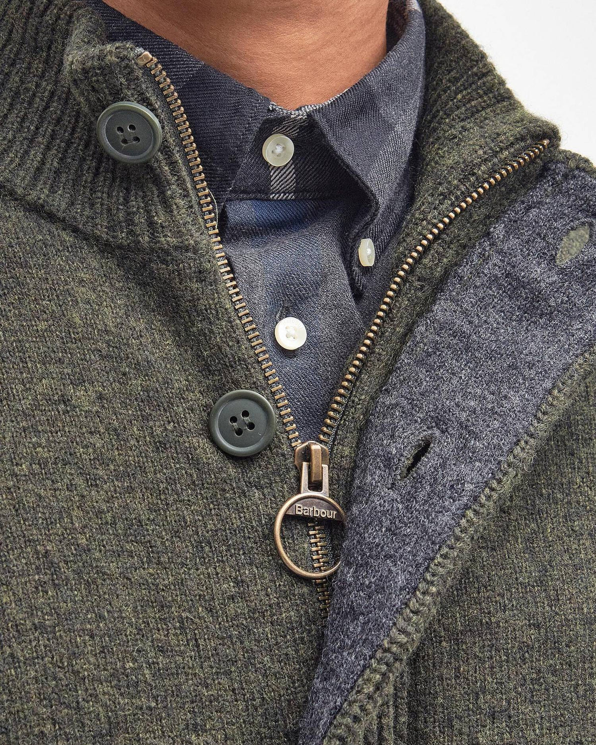 Maglione con zip Patch MKN0731 GN73 BARBOUR 