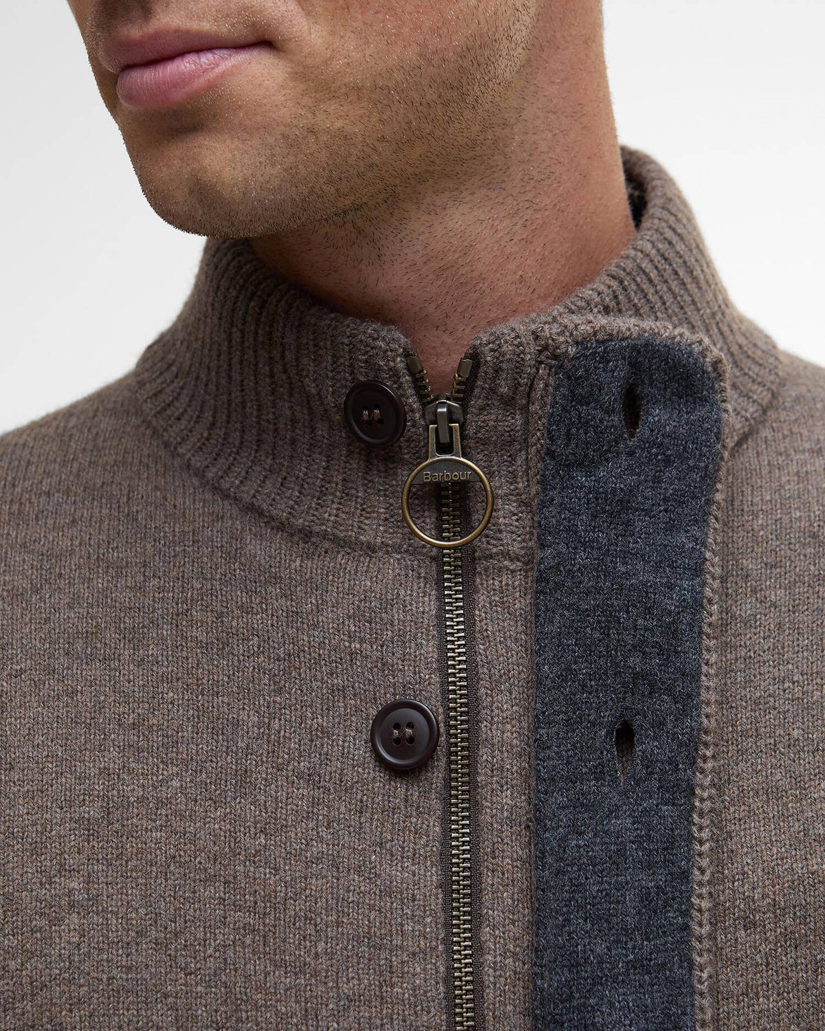 Maglione con zip Patch MKN0731 ST52 BARBOUR 