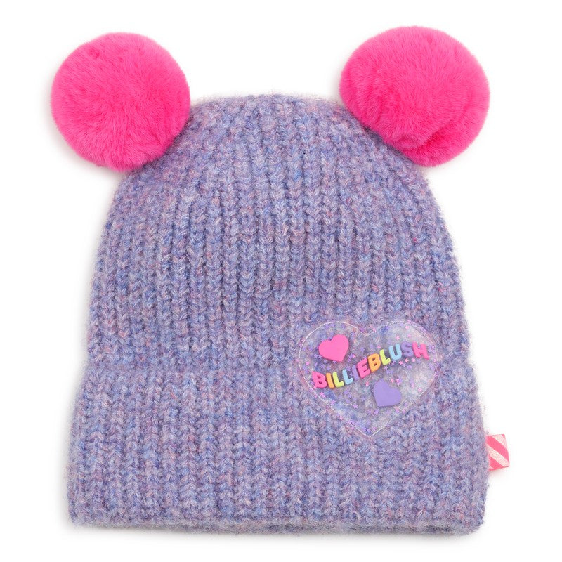 Double pom pom beanie purple tulip U22503 90E BILLIEBLUSH ACCESSORIES 