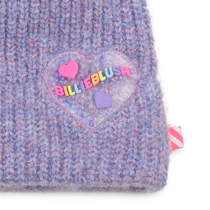 Double pom pom beanie purple tulip U22503 90E BILLIEBLUSH ACCESSORIES 