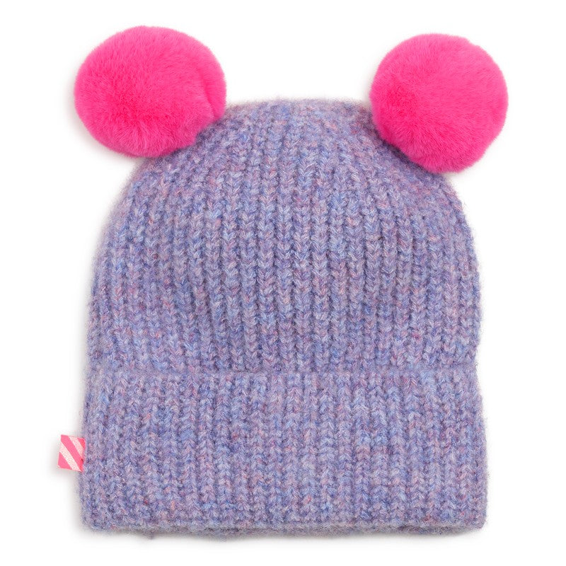 Double pom pom beanie purple tulip U22503 90E BILLIEBLUSH ACCESSORIES 