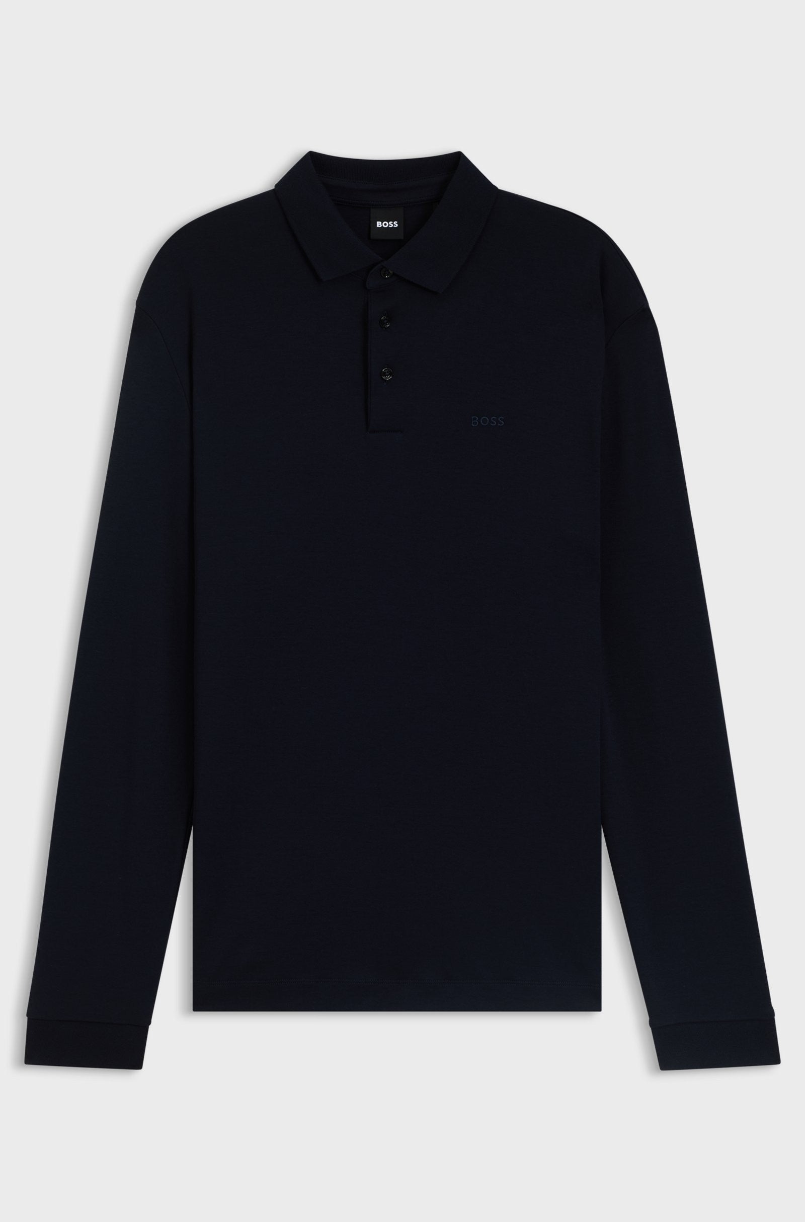 Polo a maniche lunghe in cotone intrecciato con logo 50468392 404 BOSS 