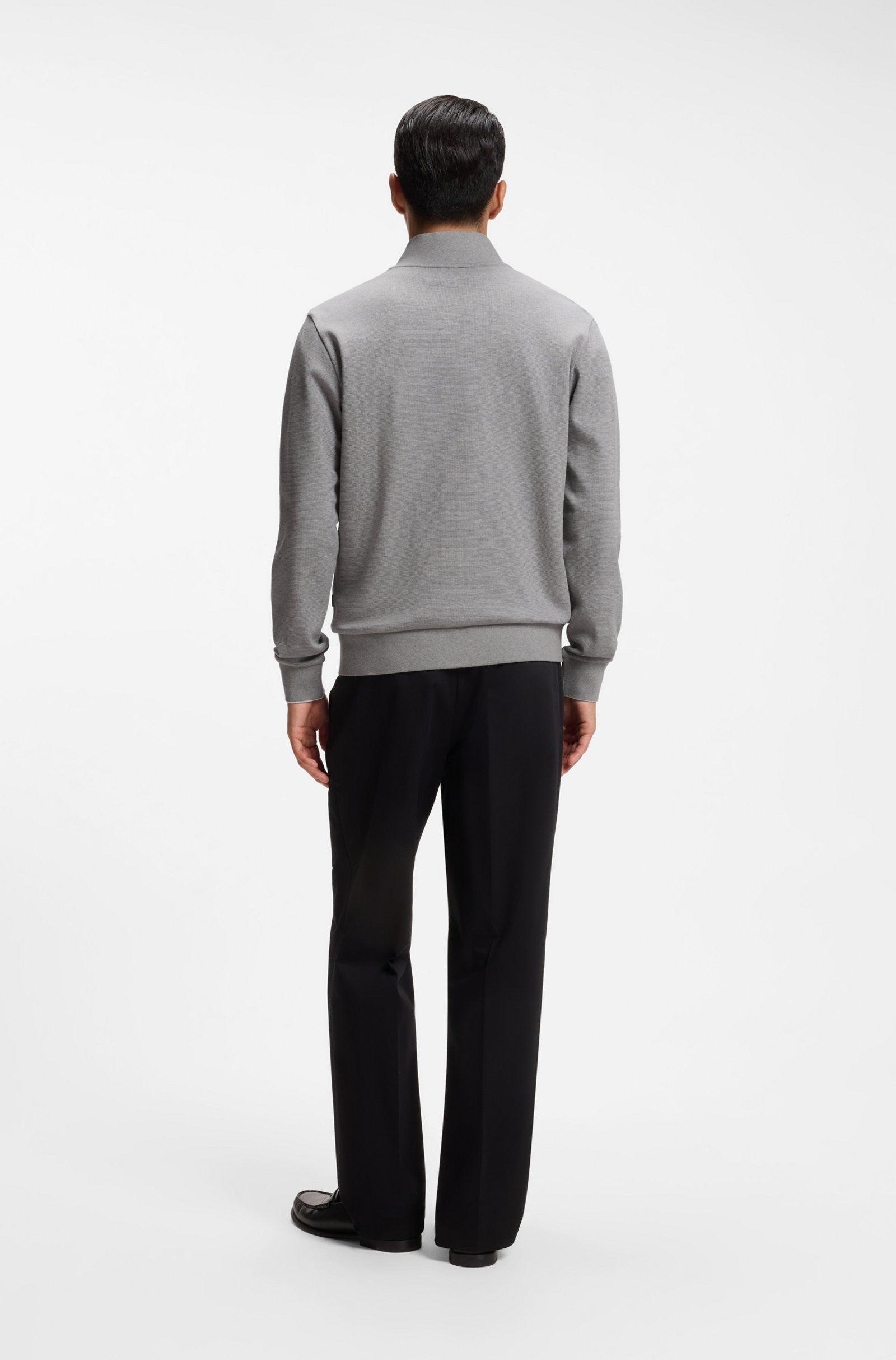 Felpa in cotone con colletto con zip 50565602 075 BOSS 