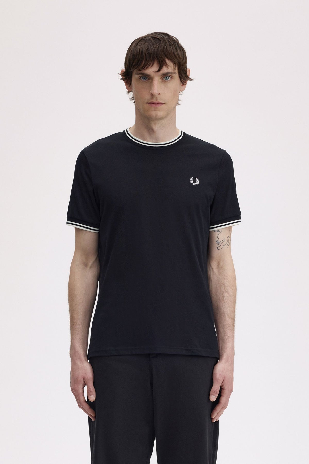 T-shirt con doppia riga M1588V59 102 FRED PERRY 