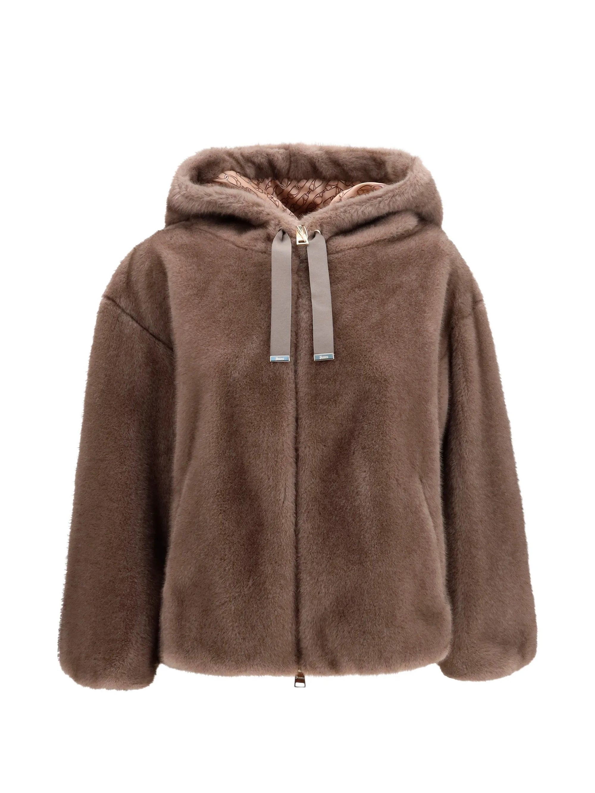 Giacca con cappuccio in pelliccia sintetica GI000318D12739 2700 HERNO 