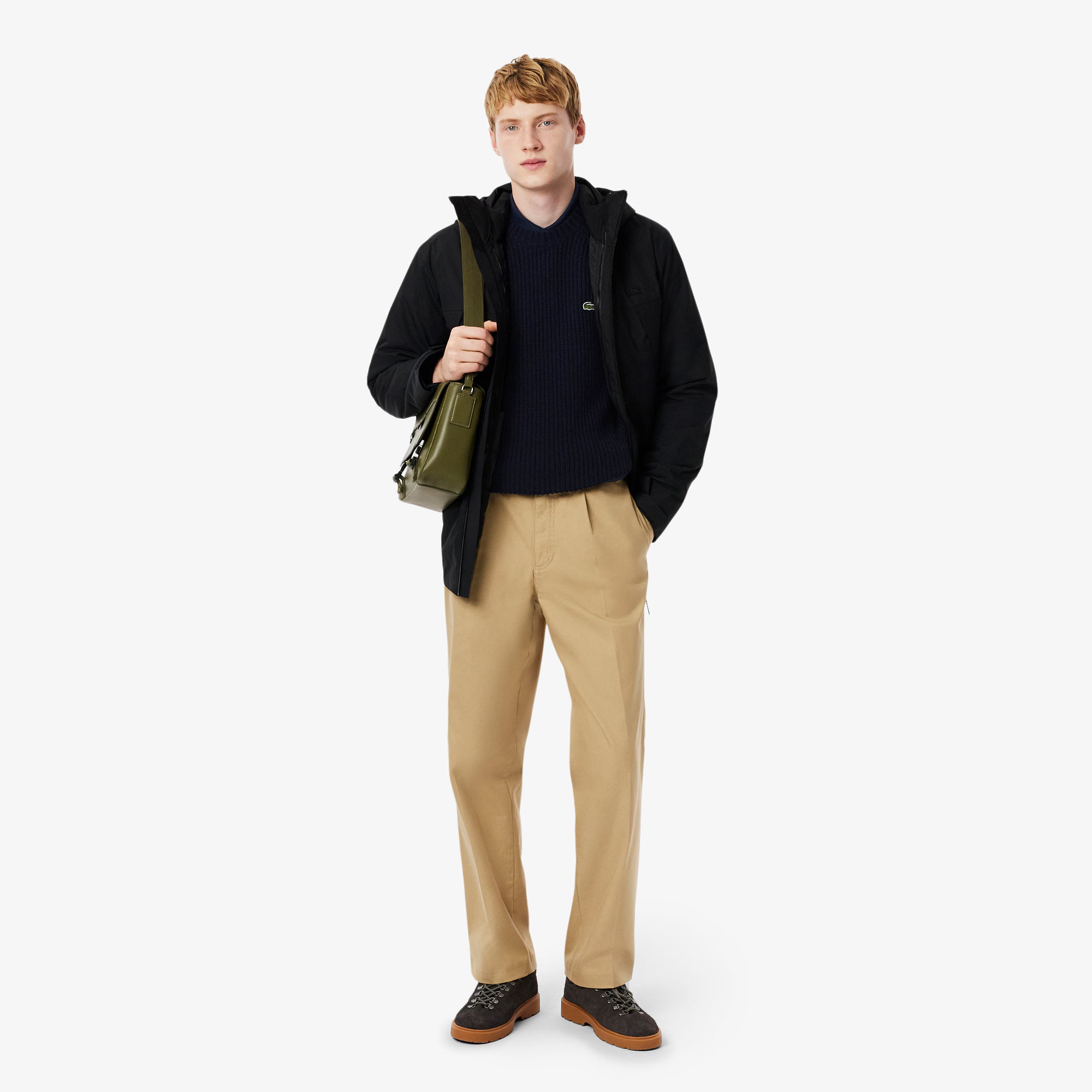 Maglione spesso in lana cardata con girocollo AH3142 166 LACOSTE 