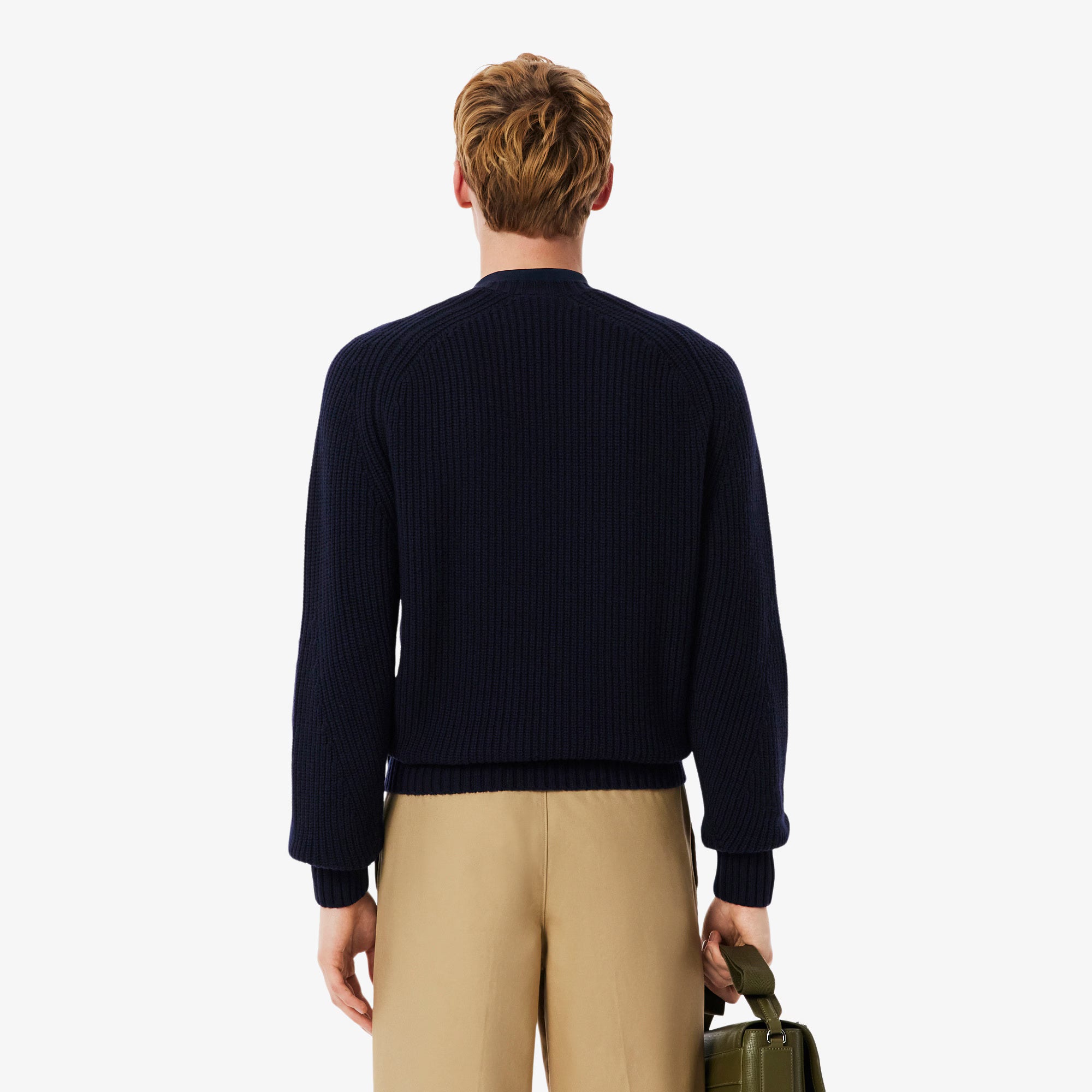 Maglione spesso in lana cardata con girocollo AH3142 166 LACOSTE 