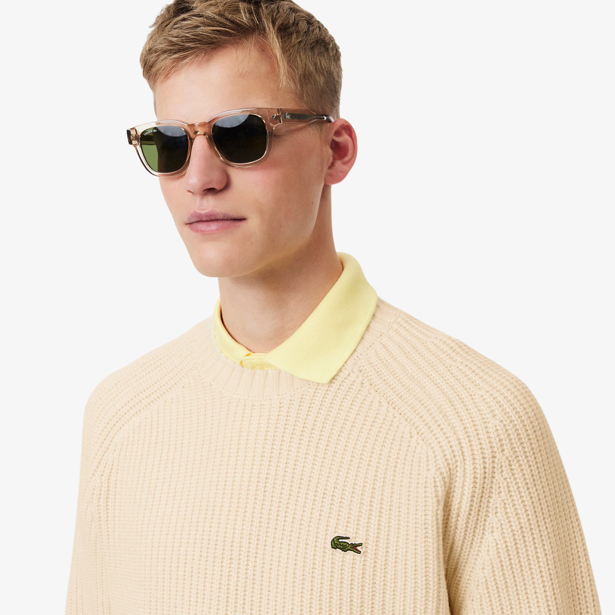 Maglione spesso in lana cardata con girocollo AH3142 XFJ LACOSTE 