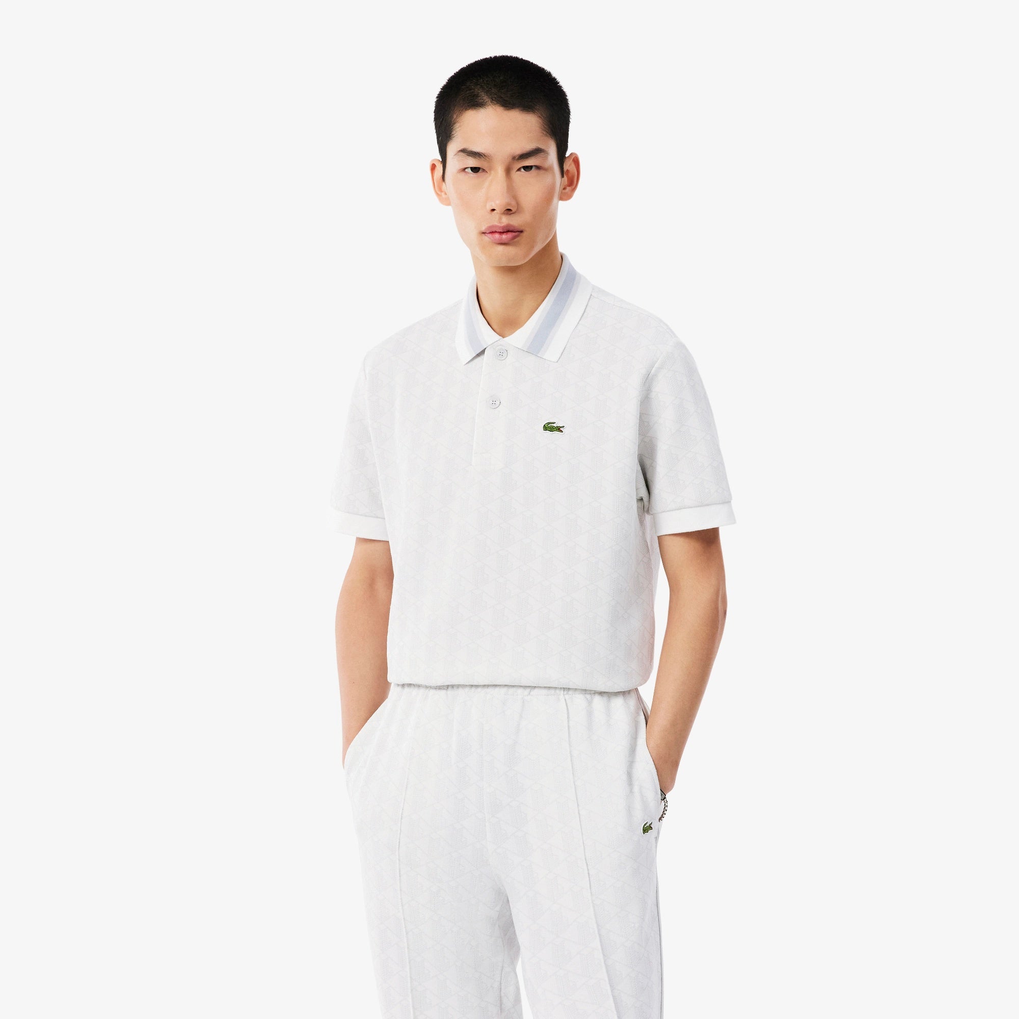 Polo dal taglio classico in jacquard con monogramma DH1417 4IW LACOSTE 