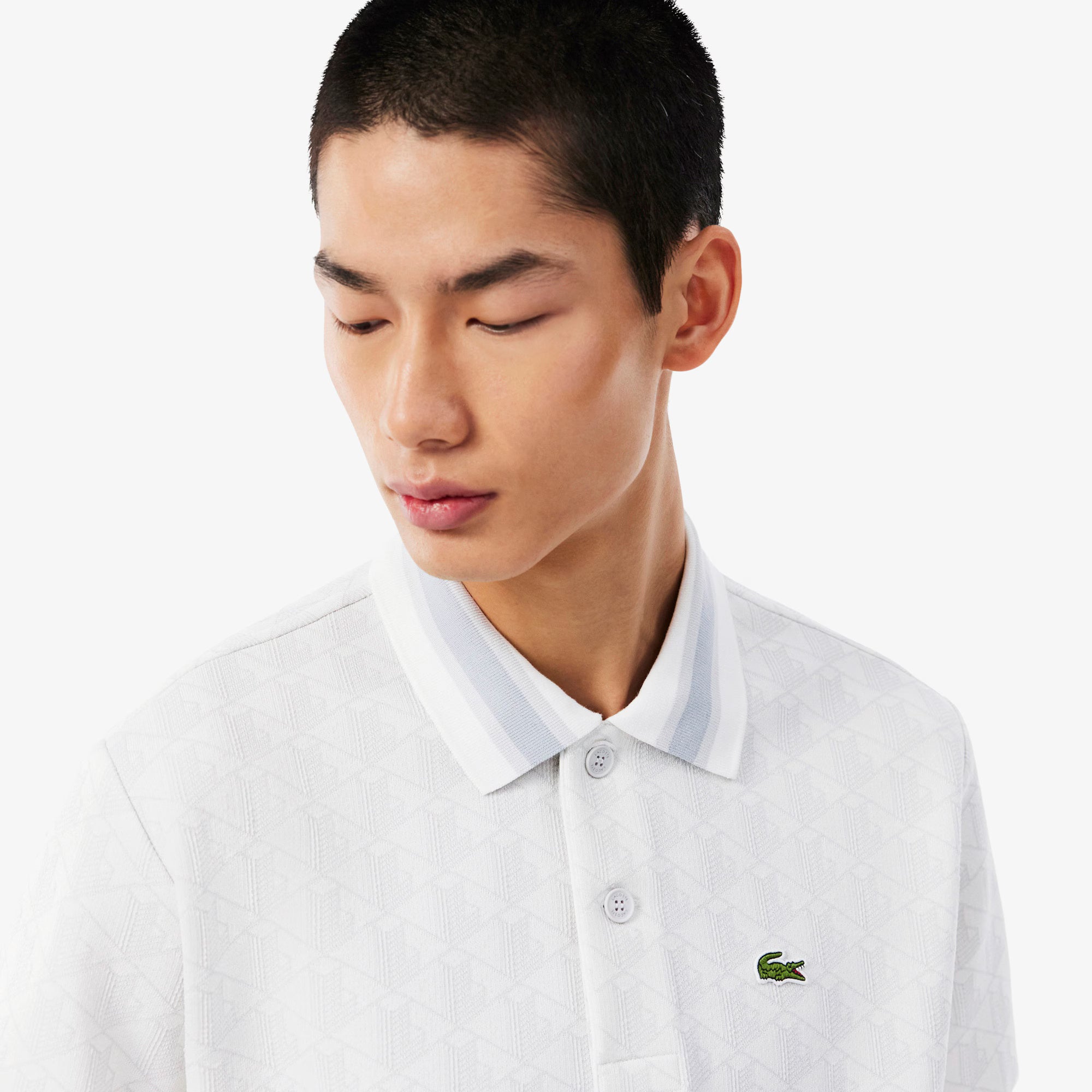 Polo dal taglio classico in jacquard con monogramma DH1417 4IW LACOSTE 