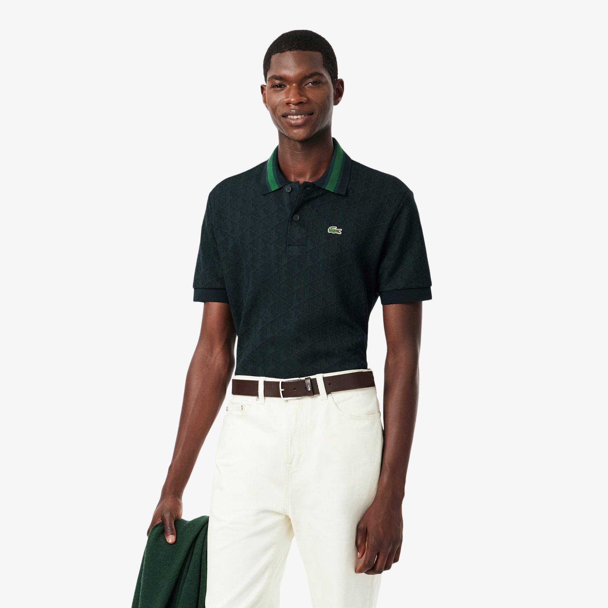 Polo dal taglio classico in jacquard con monogramma DH1417 SPU LACOSTE 