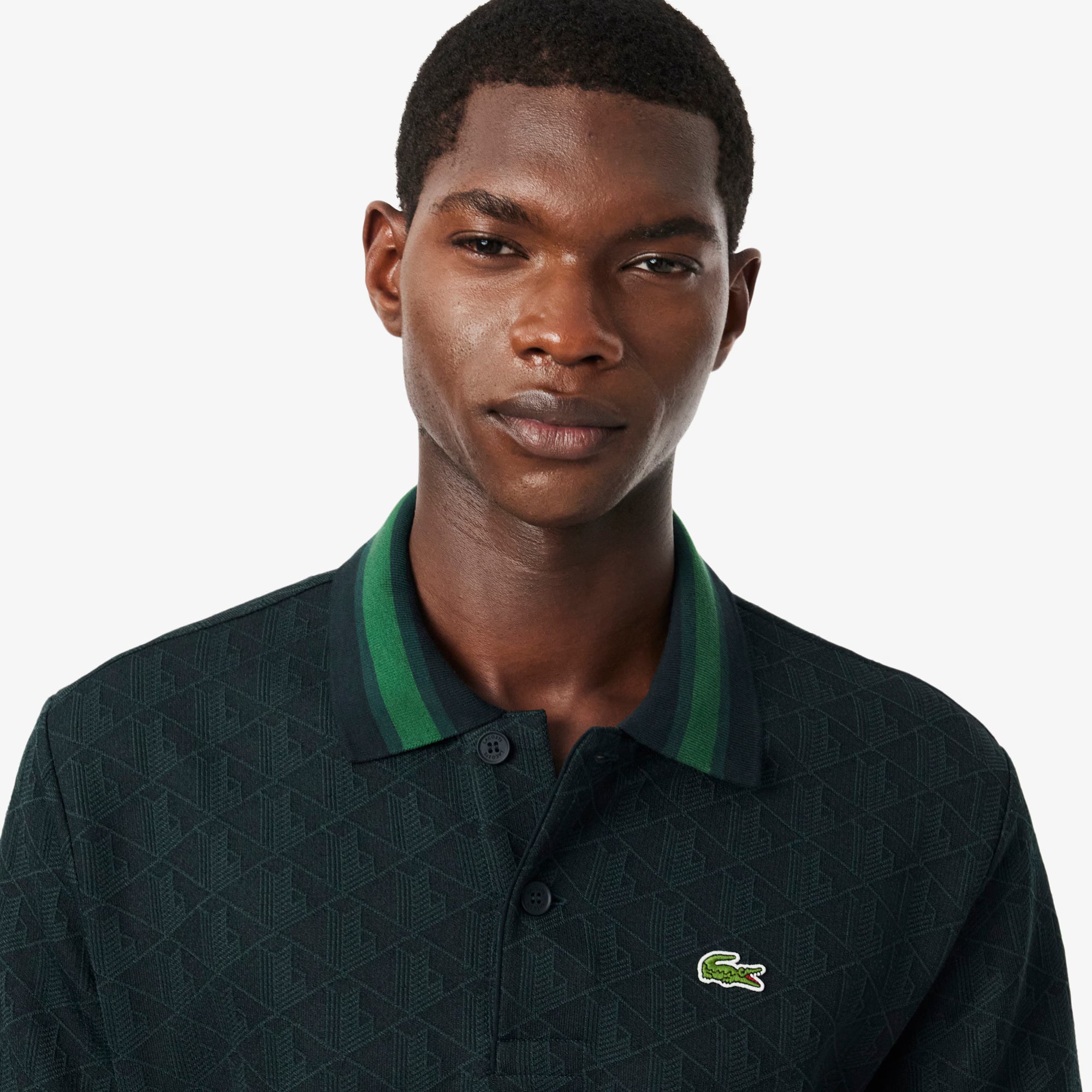 Polo dal taglio classico in jacquard con monogramma DH1417 SPU LACOSTE 