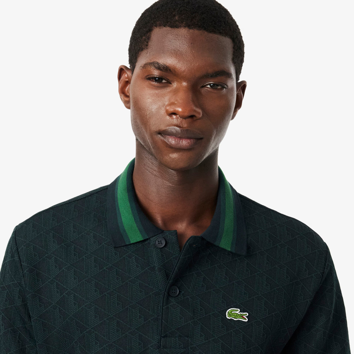 Polo dal taglio classico in jacquard con monogramma DH1417 SPU LACOSTE 