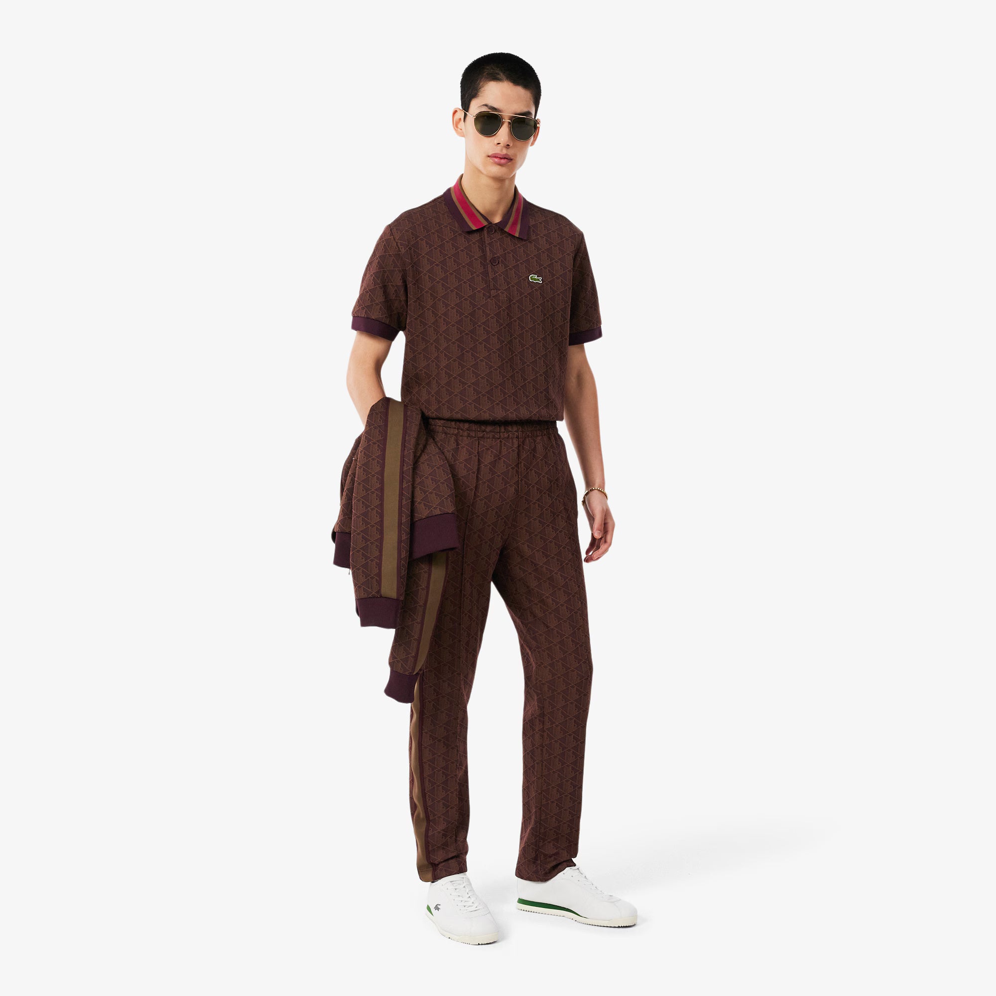 Polo dal taglio classico in jacquard con monogramma DH1417 WD9 LACOSTE 