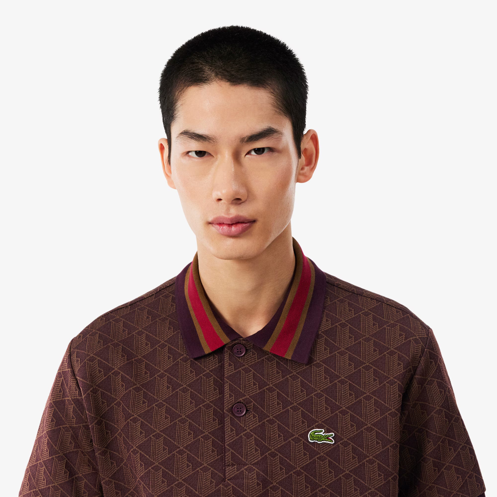 Polo dal taglio classico in jacquard con monogramma DH1417 WD9 LACOSTE 