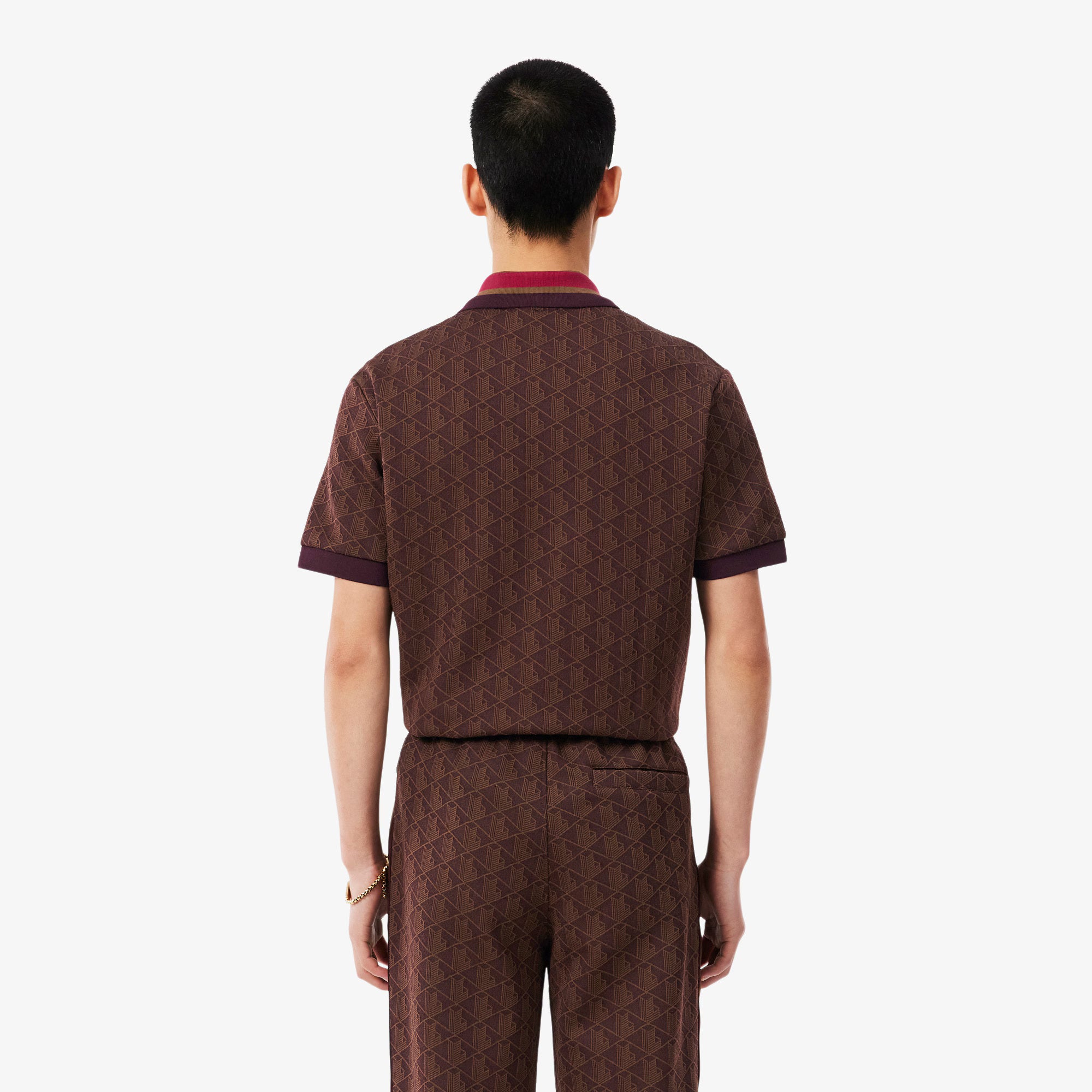 Polo dal taglio classico in jacquard con monogramma DH1417 WD9 LACOSTE 