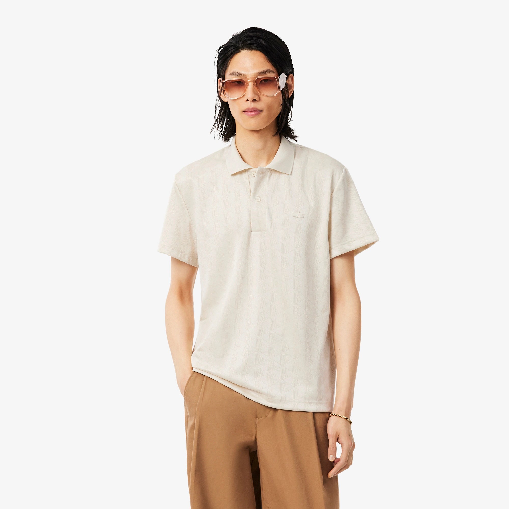 Polo classic fit jacquard con monogramma DH9787 8LX LACOSTE 