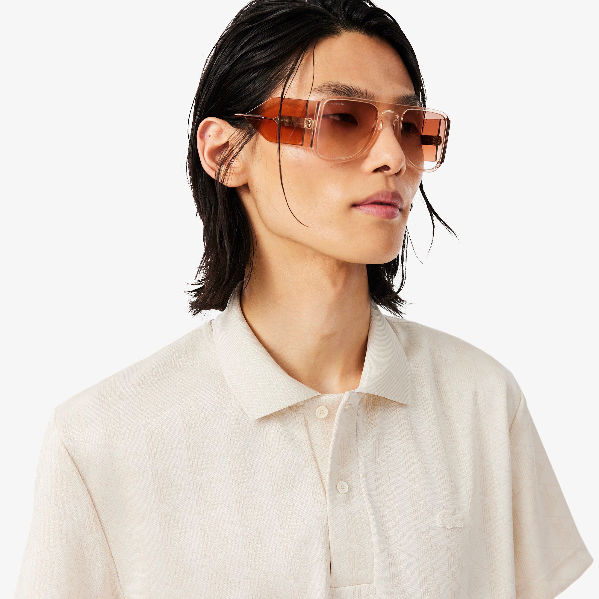 Polo classic fit jacquard con monogramma DH9787 8LX LACOSTE 