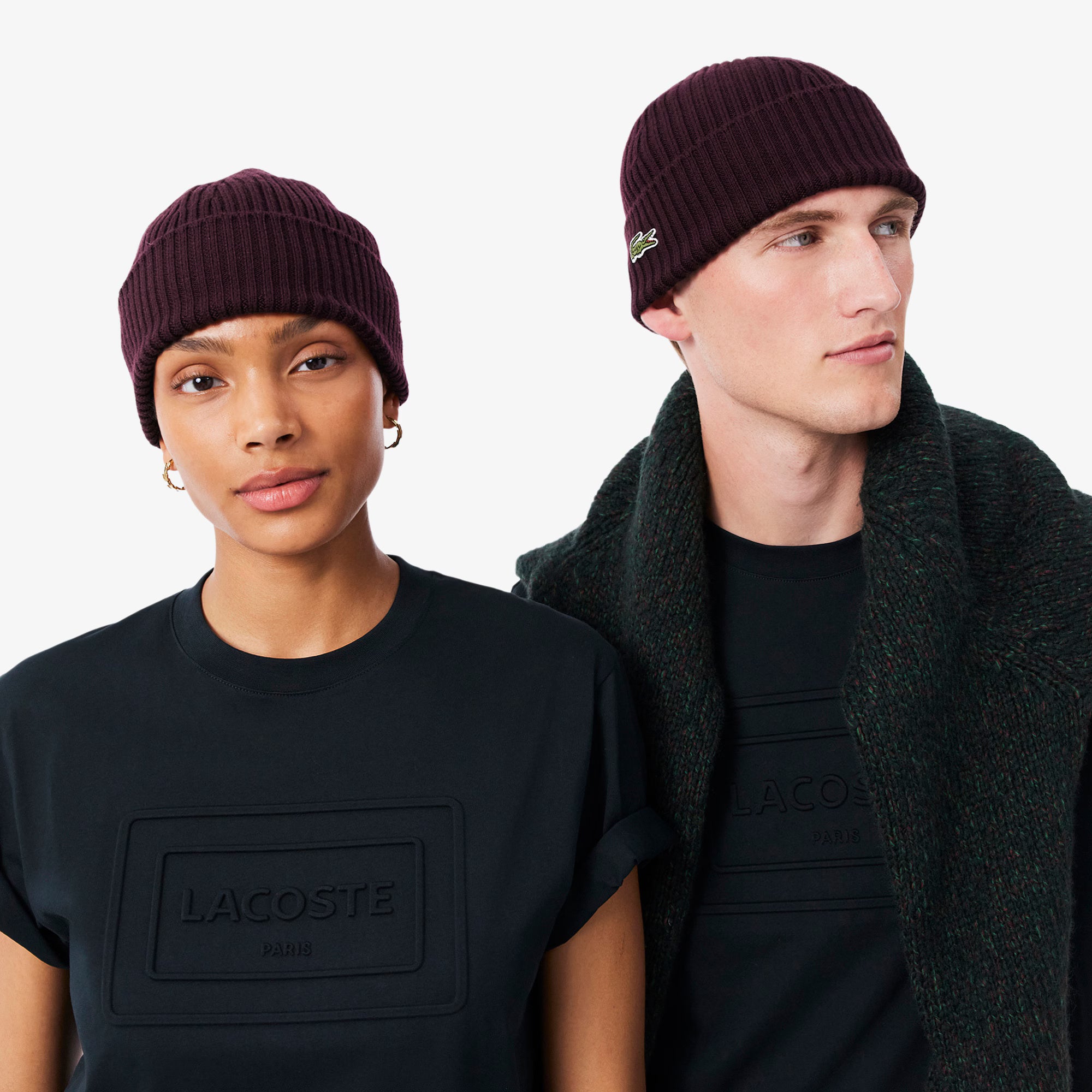 Berretto in lana spazzolata a costine RB0001 3KE LACOSTE 