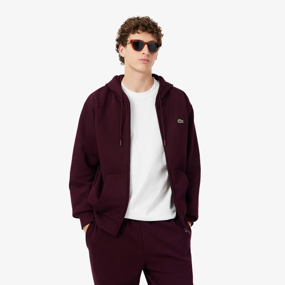 Felpa con cappuccio in tessuto felpato SH8864 3KE LACOSTE 