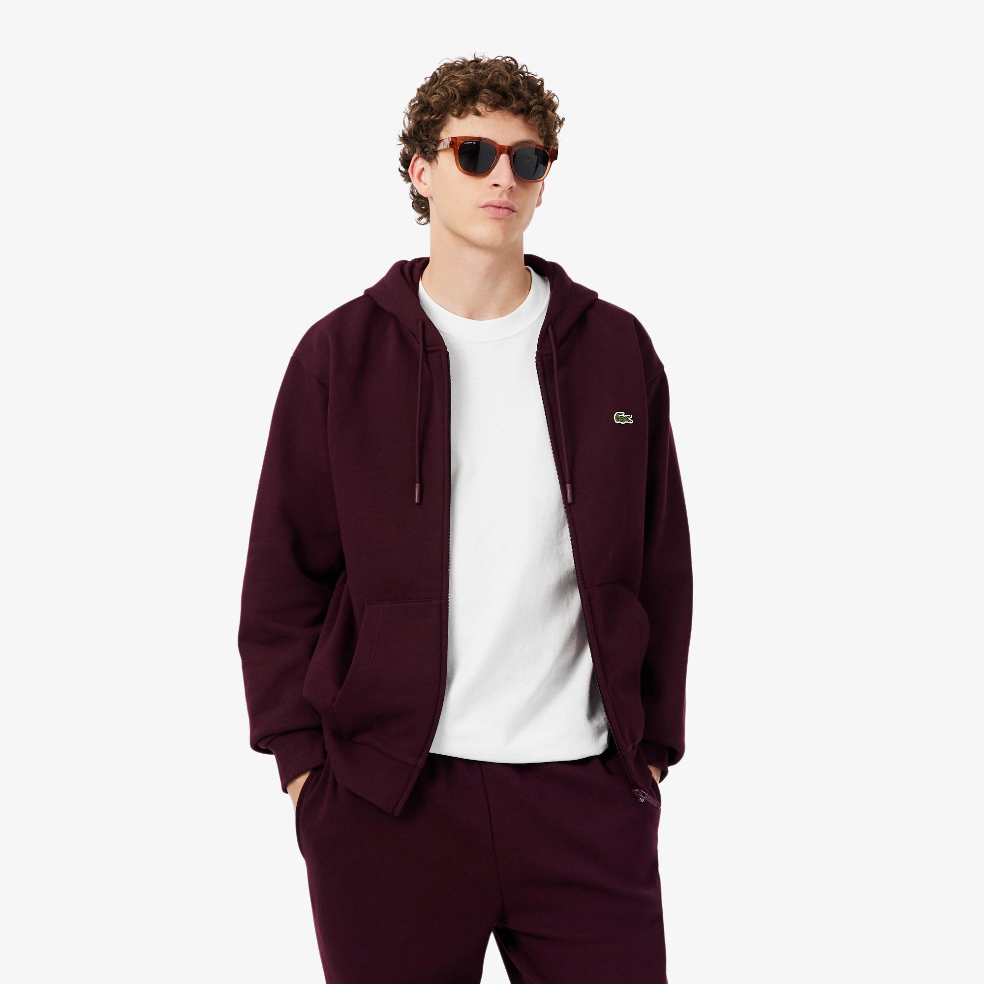 Felpa con cappuccio in tessuto felpato SH8864 3KE LACOSTE 