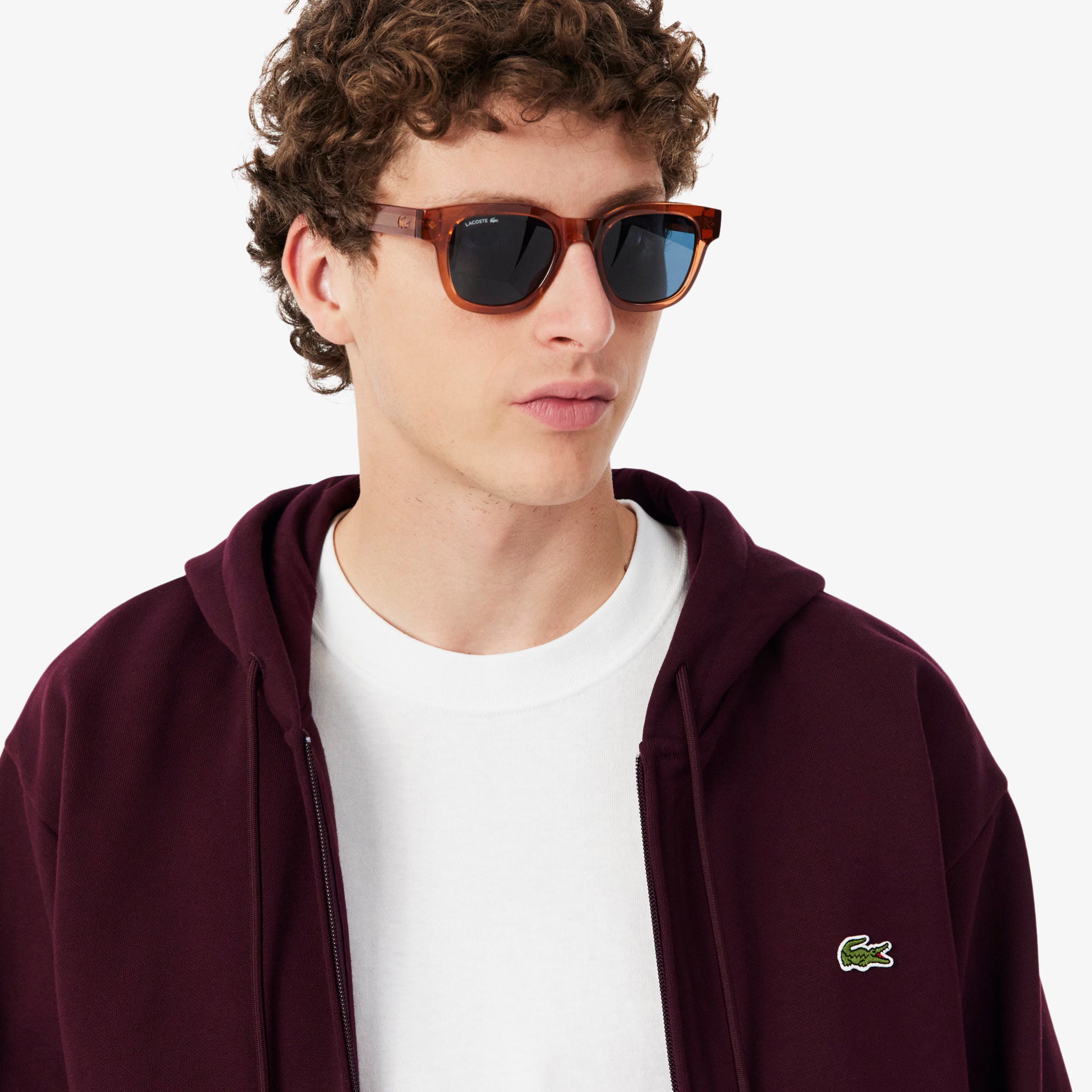 Felpa con cappuccio in tessuto felpato SH8864 3KE LACOSTE 