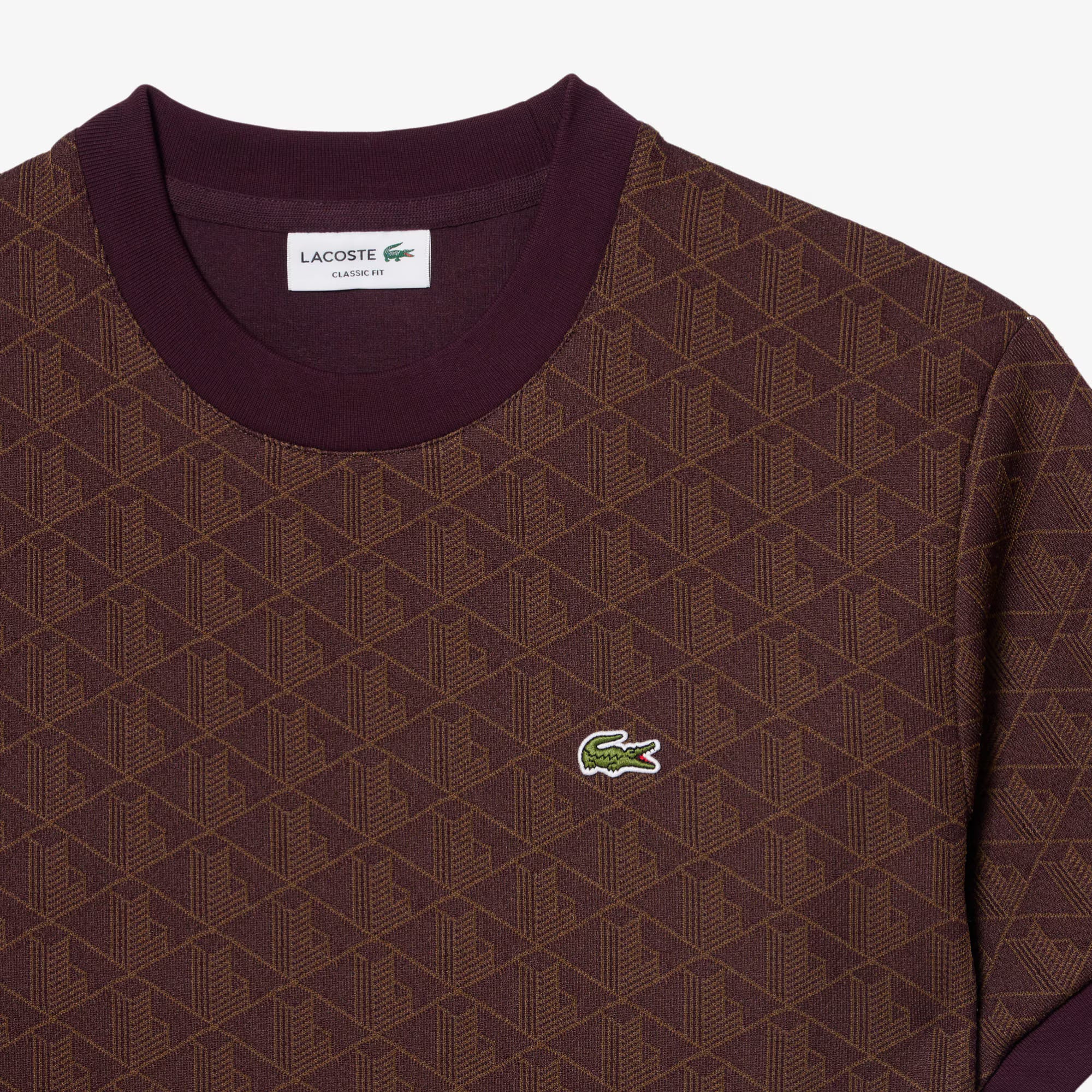 T-shirt slim fit con monogramma jacquard TH1197 WD9 LACOSTE 