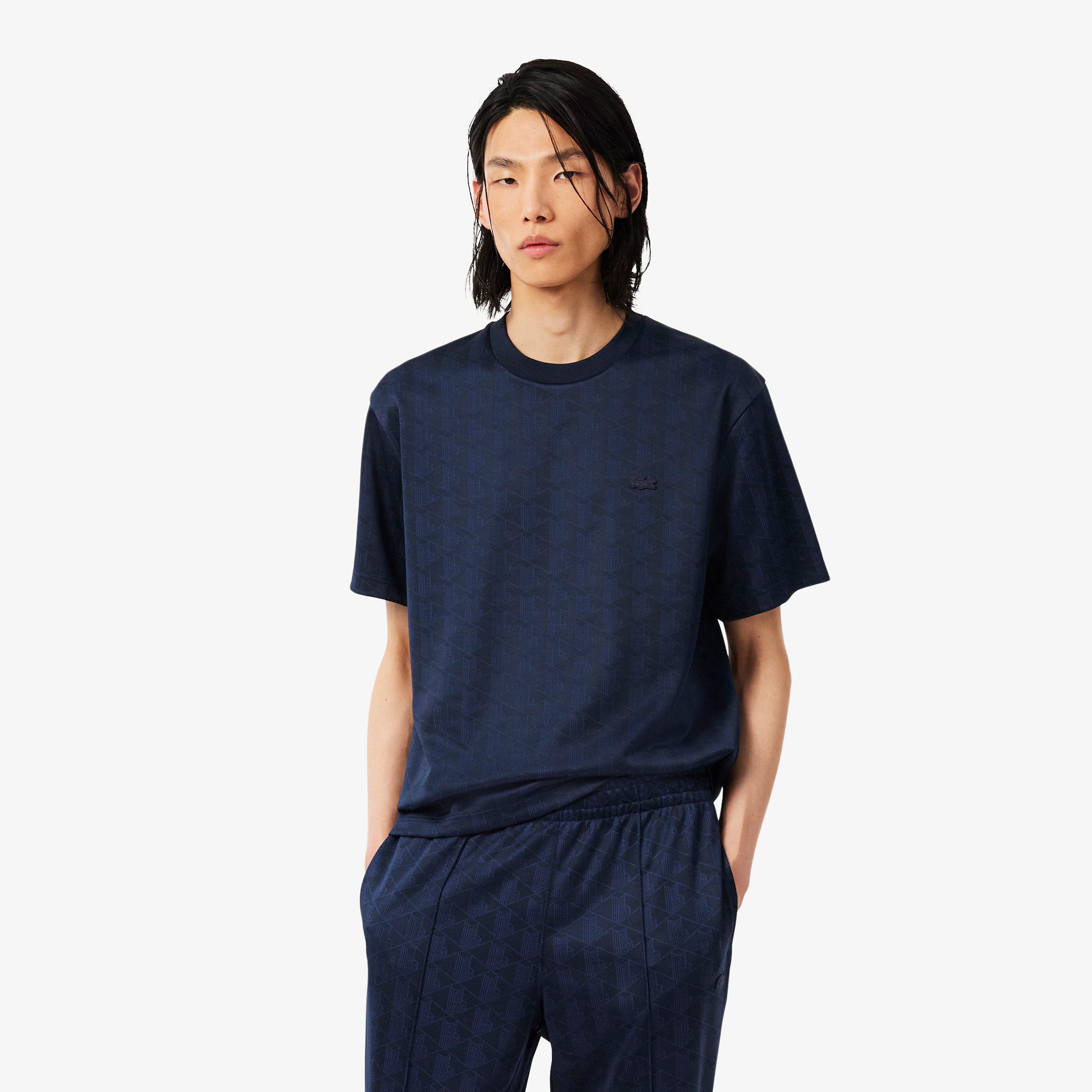 T-shirt jacquard con monogramma TH1985 166 LACOSTE 