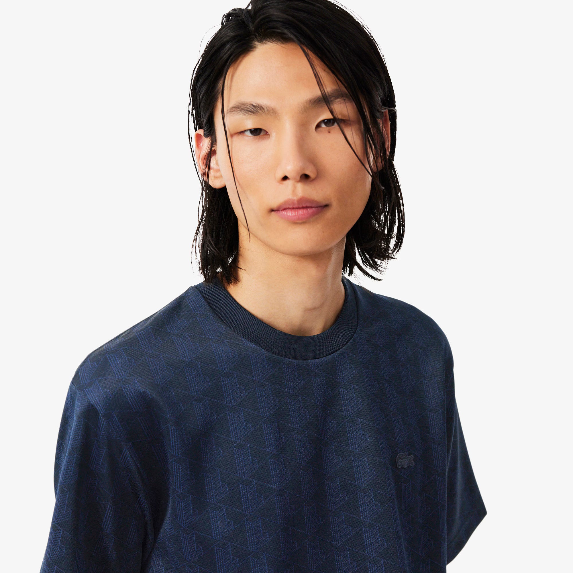 T-shirt jacquard con monogramma TH1985 166 LACOSTE 