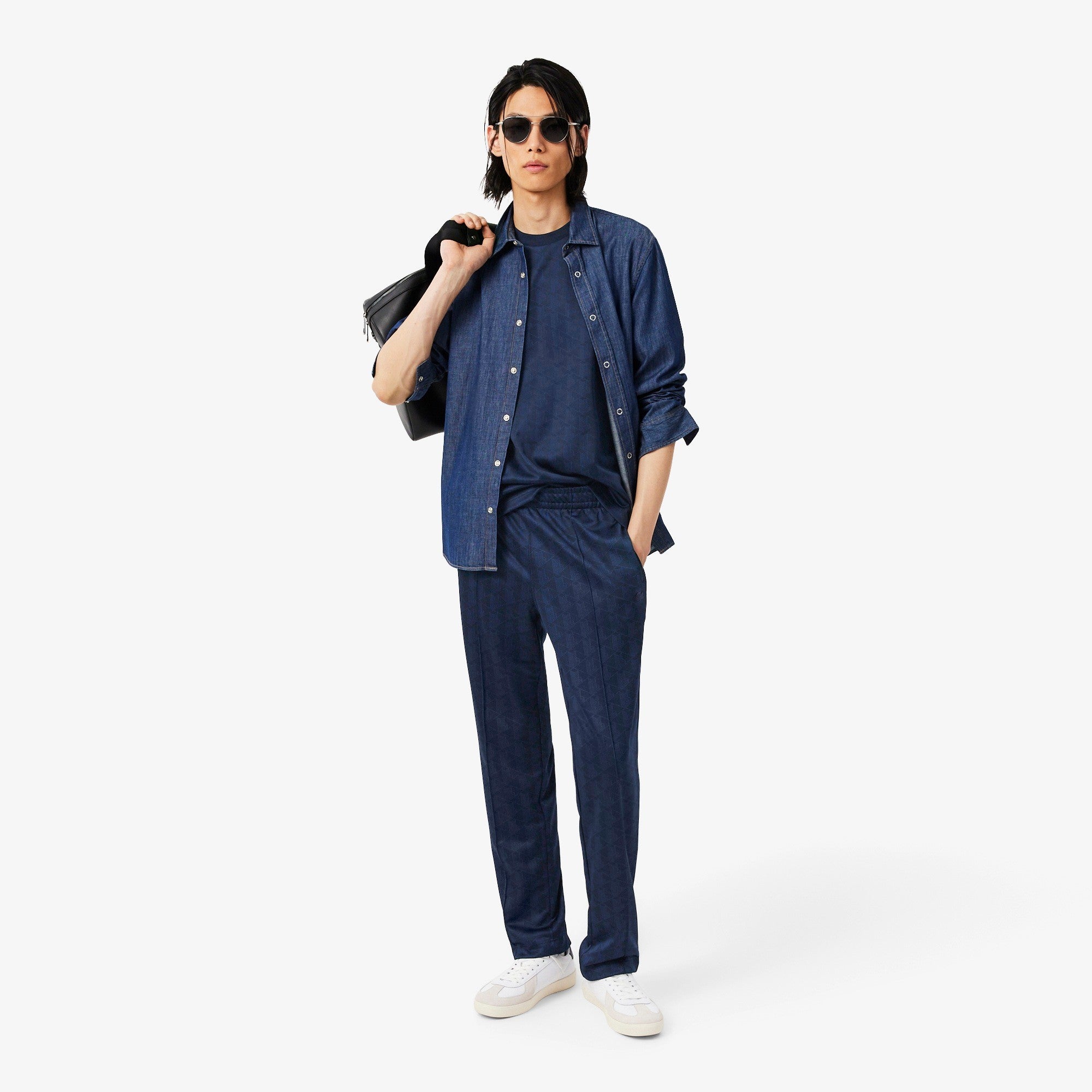 Pantaloni della tuta jacquard con monogramma XH0197 166 LACOSTE 