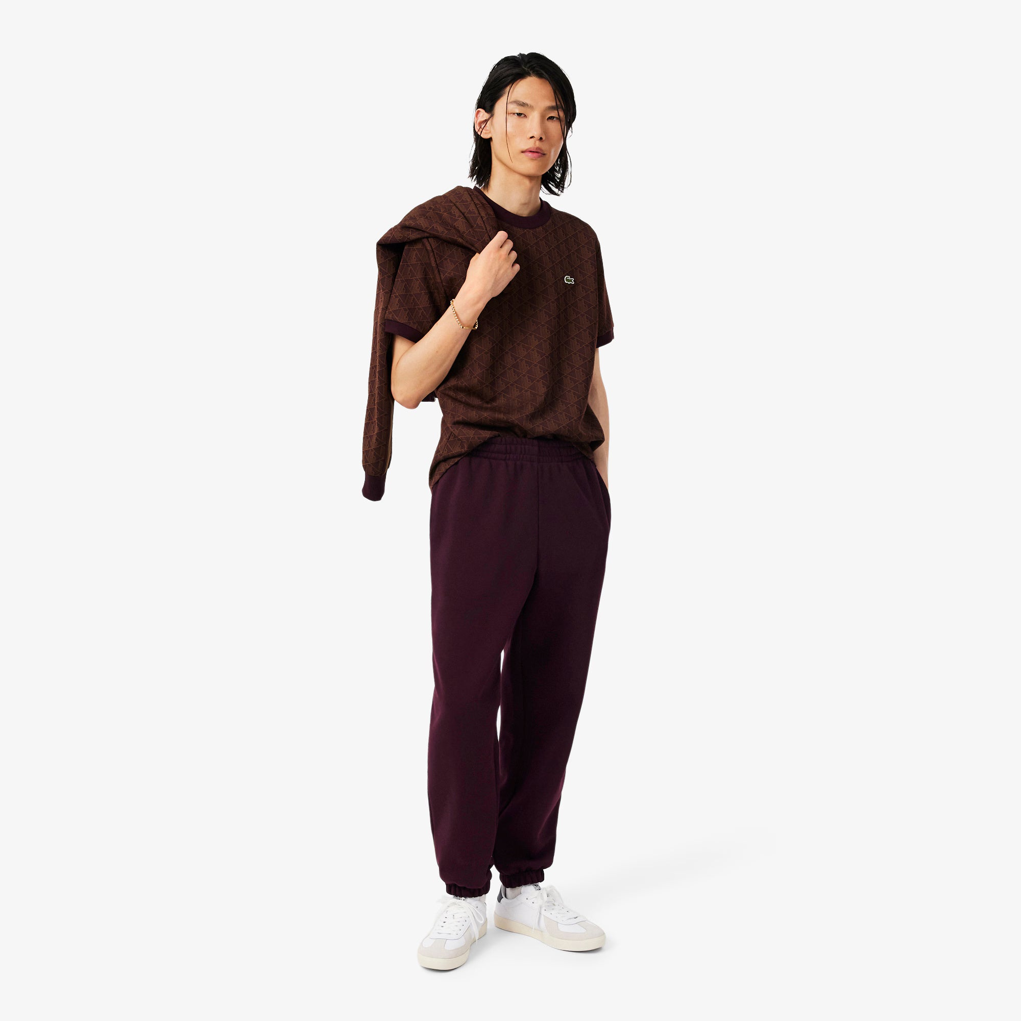 Pantaloni della tuta regular fit in tessuto felpato XH9207 3KE LACOSTE 