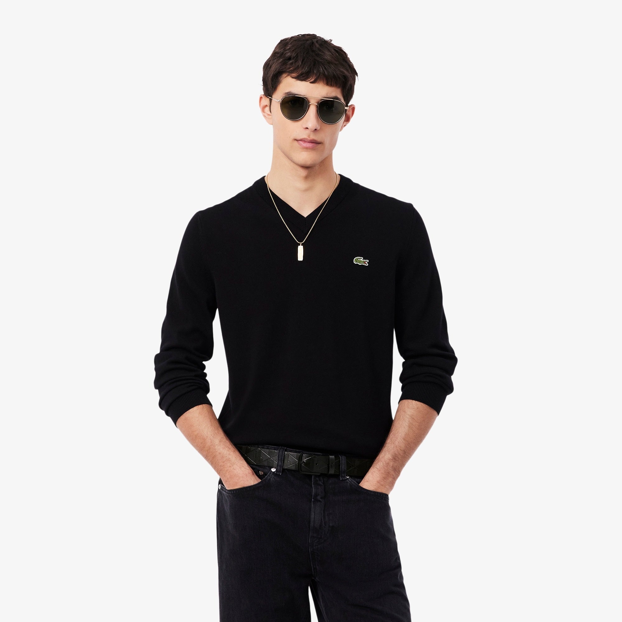 Cintura in pelle con monogramma RC4093 000 LACOSTE ACCESSORI 