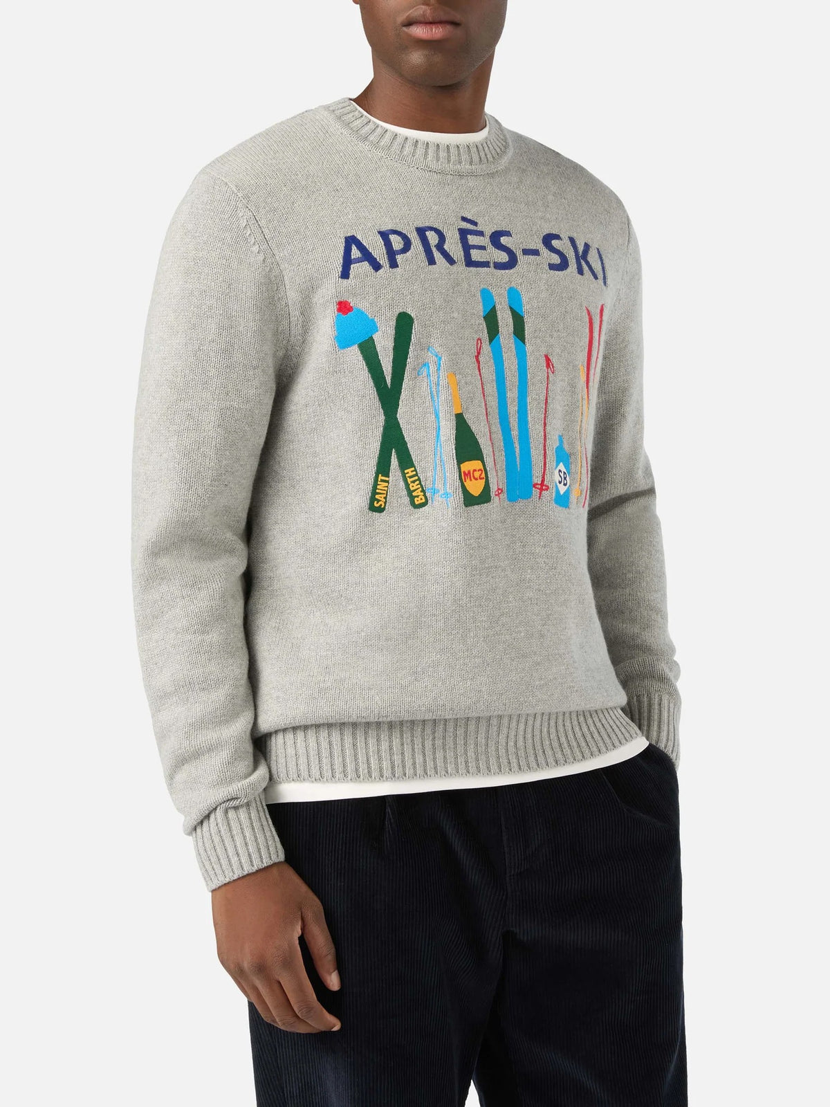 Maglia bombardino con ricamo après-ski BOMD005 02382M MC2 SAINT BARTH 