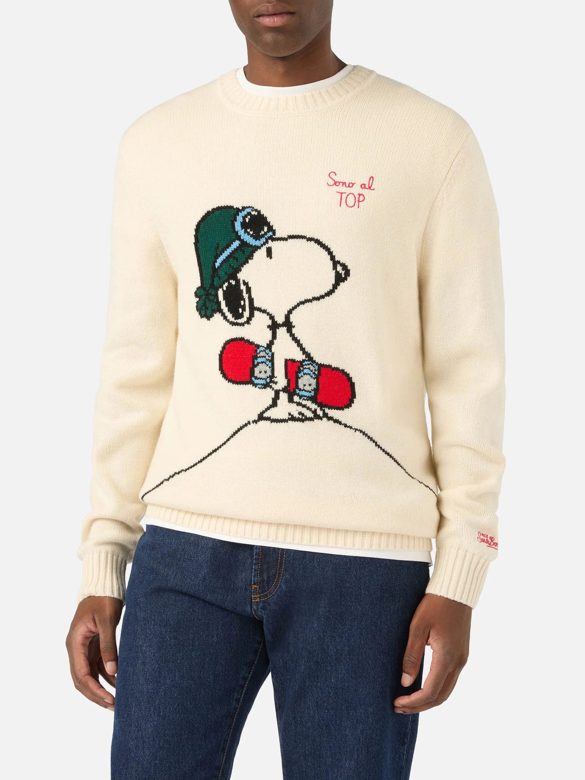Maglia bombardino con ricamo snoopy sono al top BOMD005 03340M MC2 SAINT BARTH 