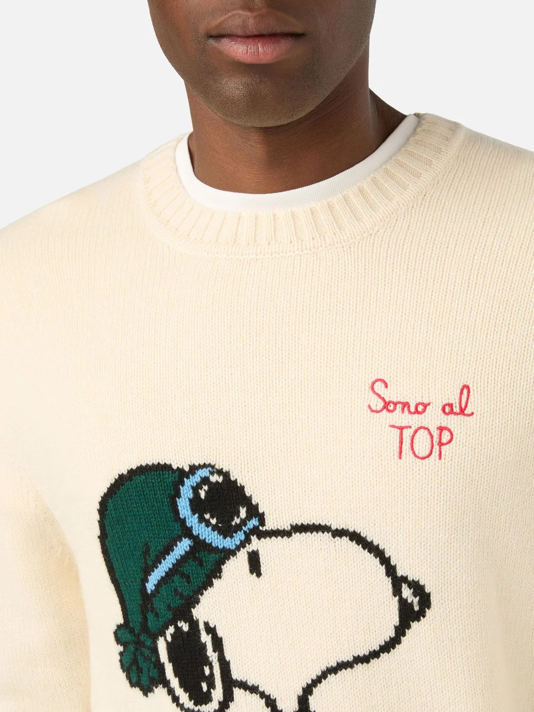 Maglia bombardino con ricamo snoopy sono al top BOMD005 03340M MC2 SAINT BARTH 