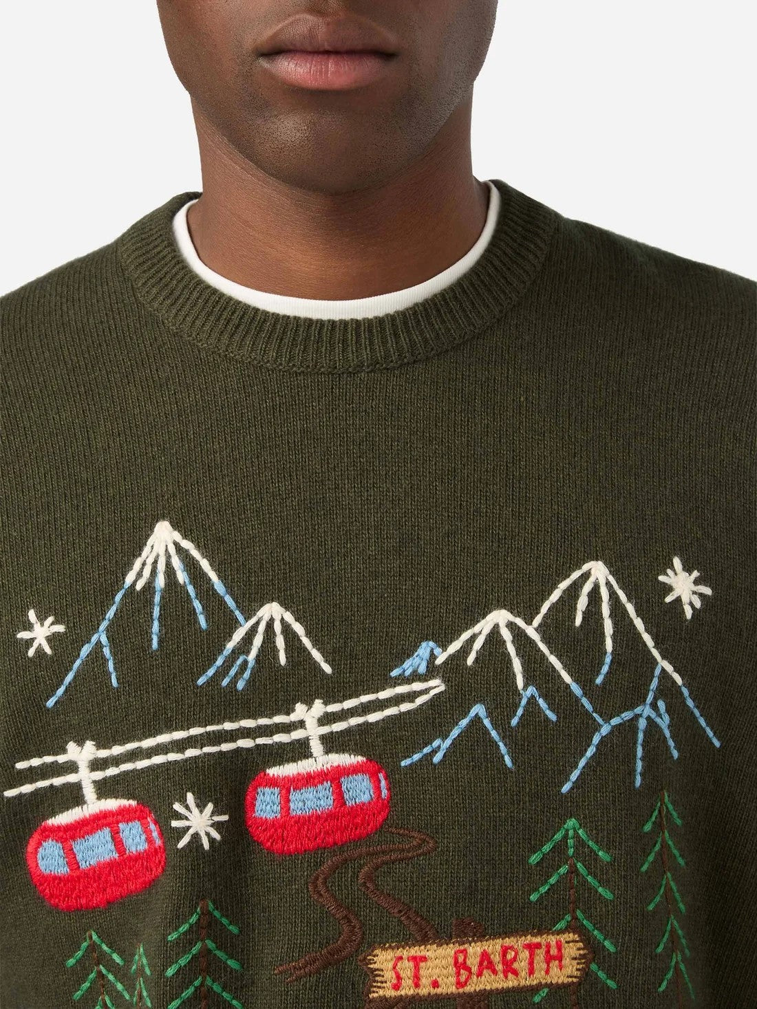 Maglia heron con ricamo montagna HER0001 02629M MC2 SAINT BARTH 