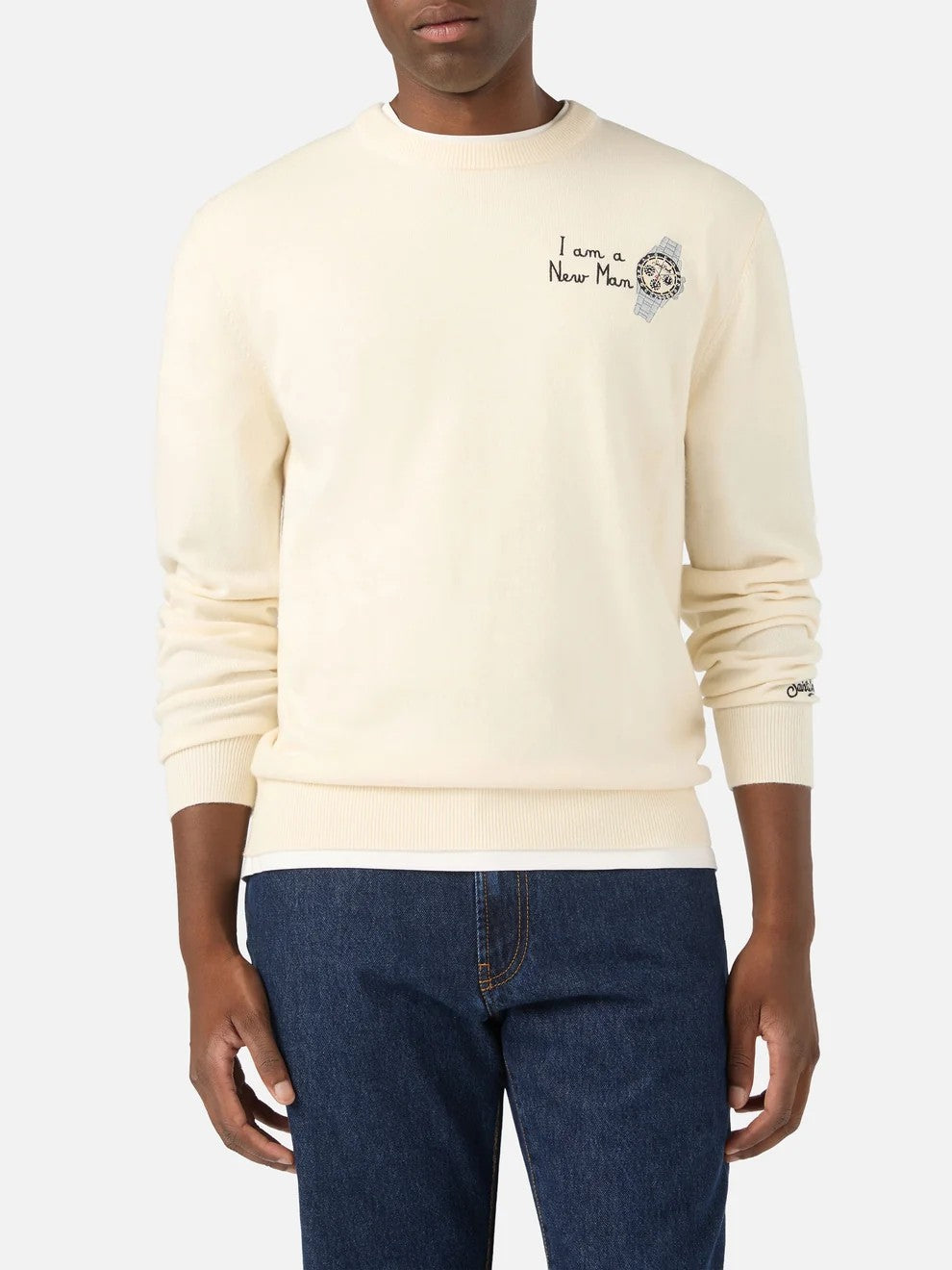 Maglia heron light con ricamo i am a new man HER0024 00177M MC2 SAINT BARTH 