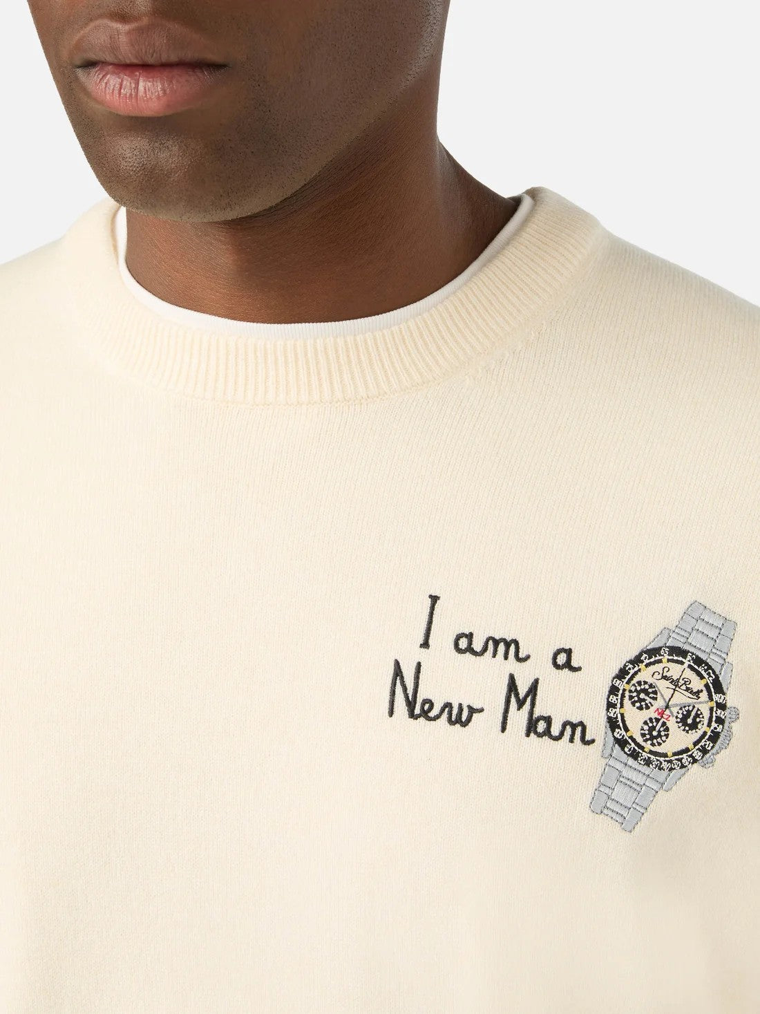 Maglia heron light con ricamo i am a new man HER0024 00177M MC2 SAINT BARTH 