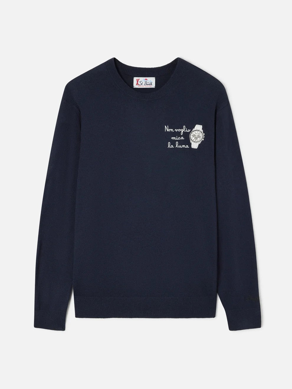 Maglia heron light con ricamo non voglio mica la luna HER0024 02930M MC2 SAINT BARTH 