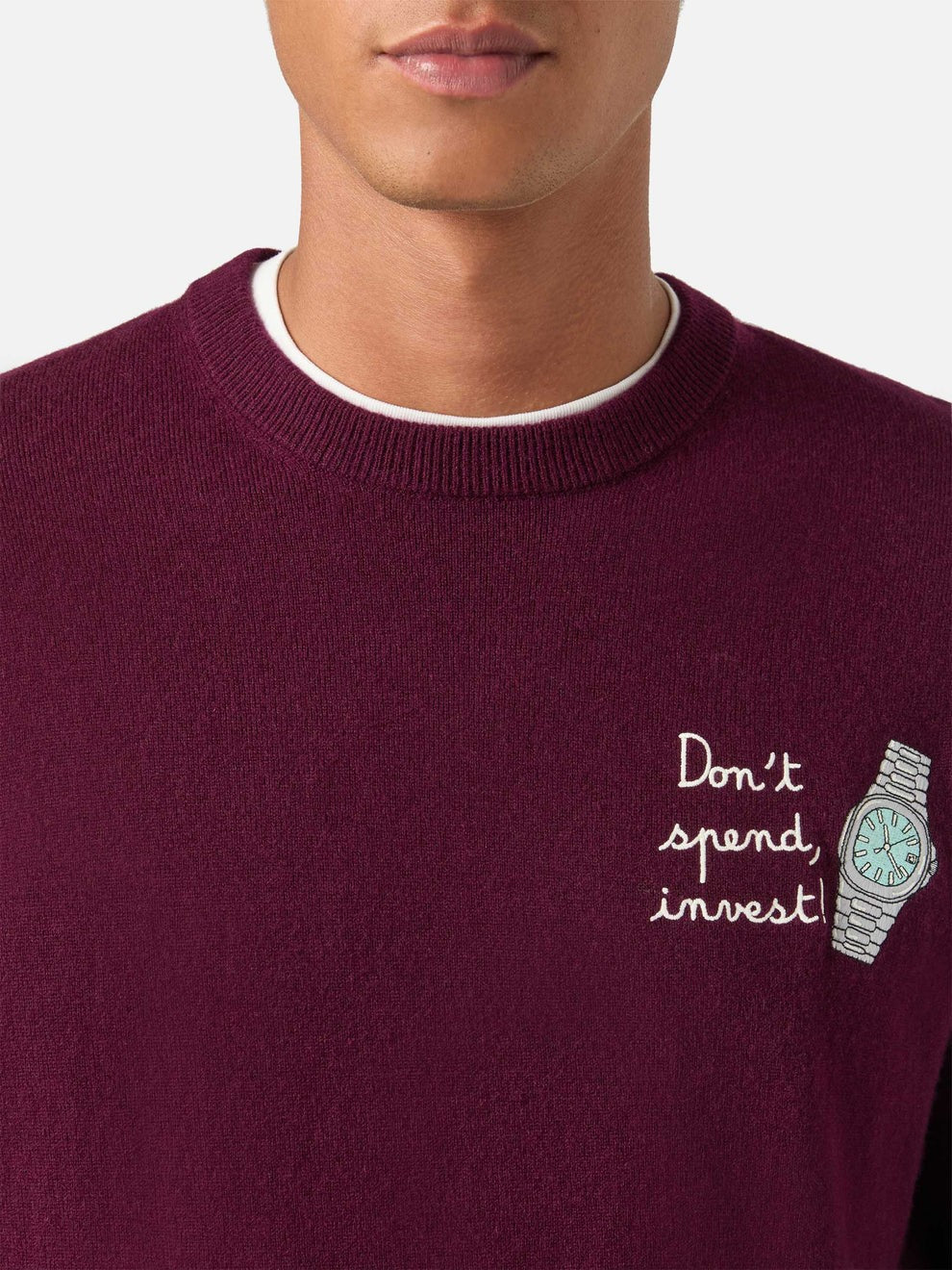 Maglia heron light con ricamo don't spend, invest HER0024 02931M MC2 SAINT BARTH 