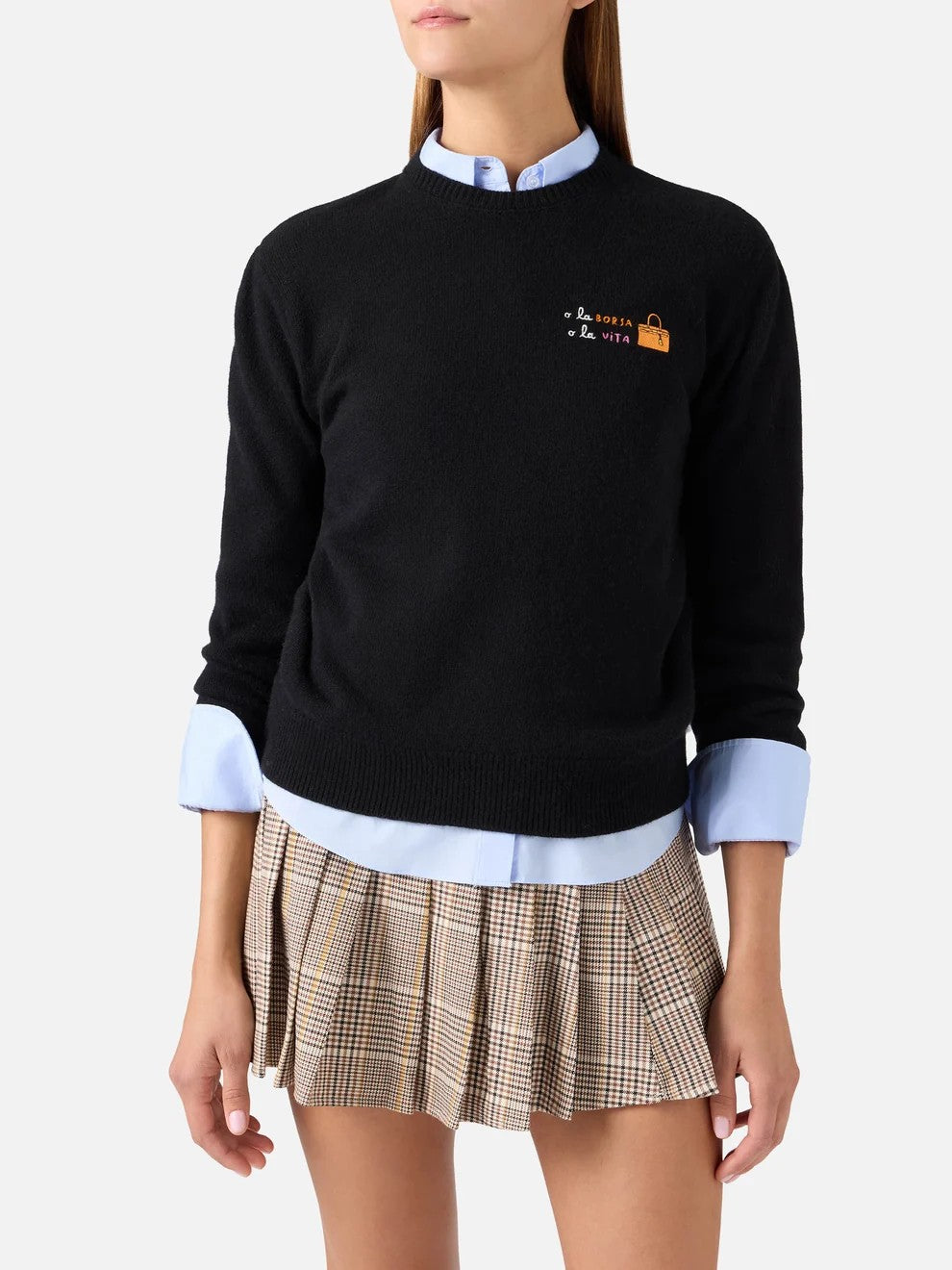 Maglia new queen con ricamo o la borsa o la vita QUE0032 00625M MC2 SAINT BARTH 