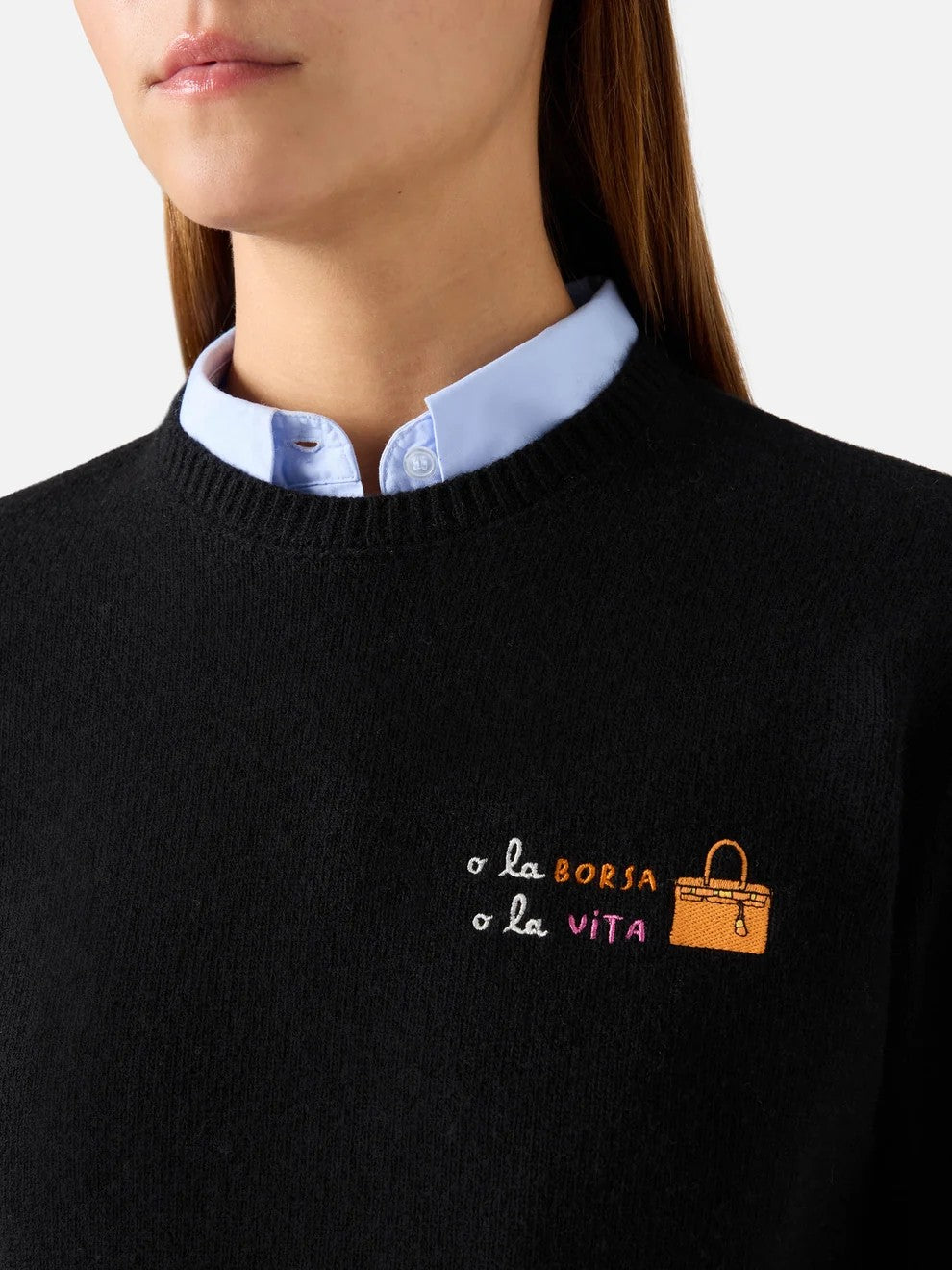 Maglia new queen con ricamo o la borsa o la vita QUE0032 00625M MC2 SAINT BARTH 