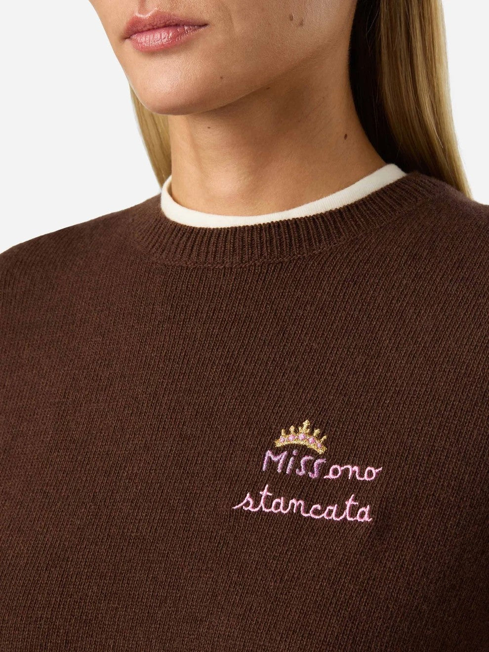 Maglia new queen con ricamo miss sono stancata QUE0032 02466M MC2 SAINT BARTH 