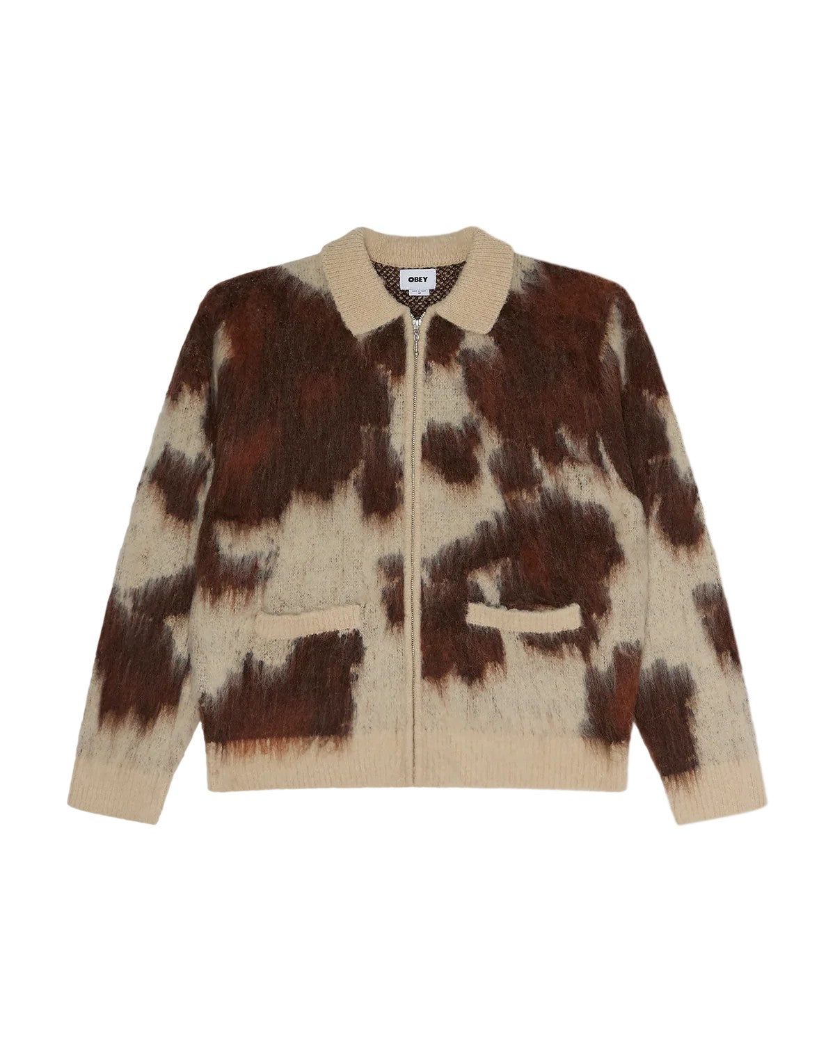 Cow pattern zip sweater 151010050 COW OBEY 