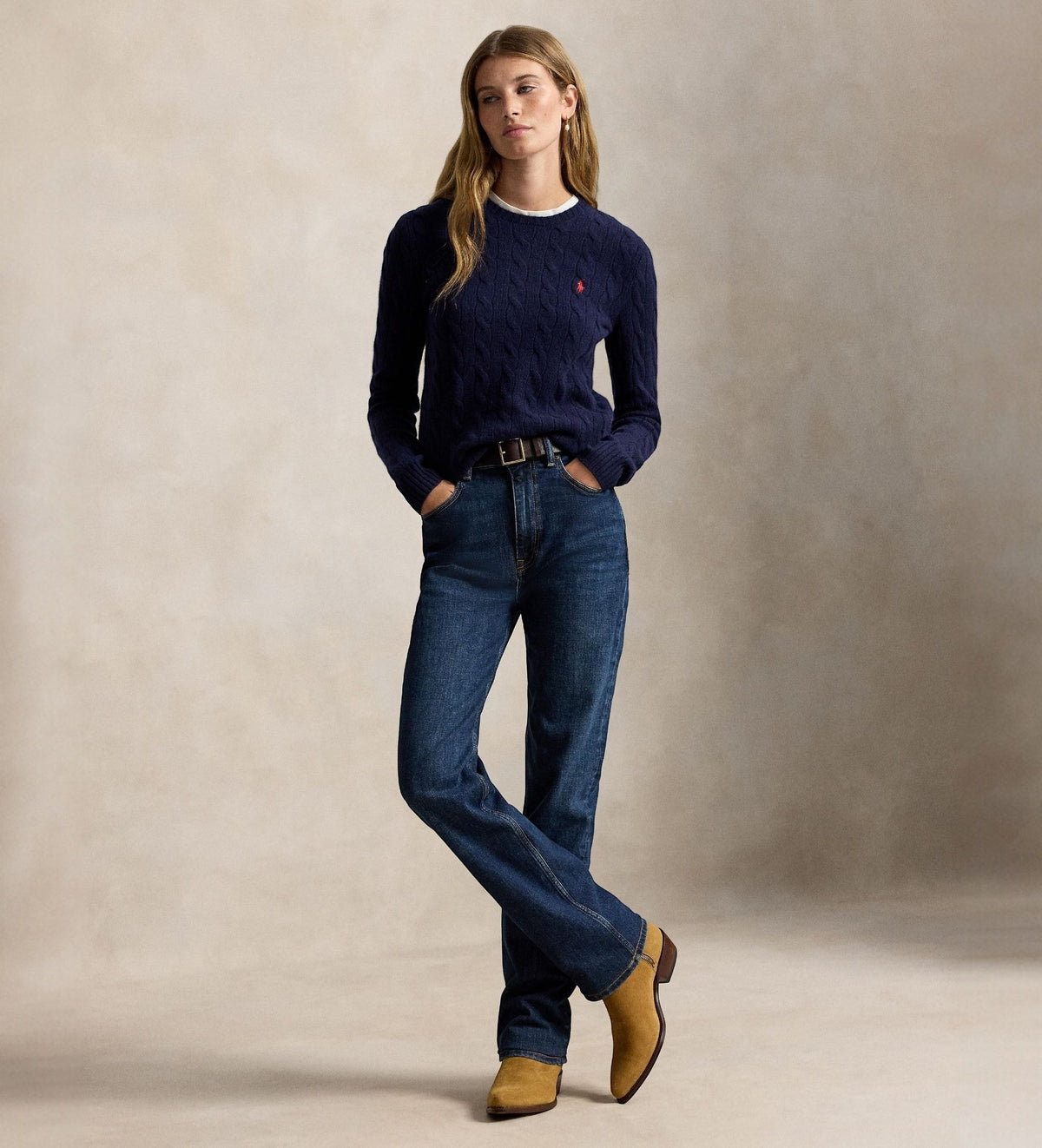 Girocollo in lana e cashmere a trecce 211971865 003 POLO RALPH LAUREN 