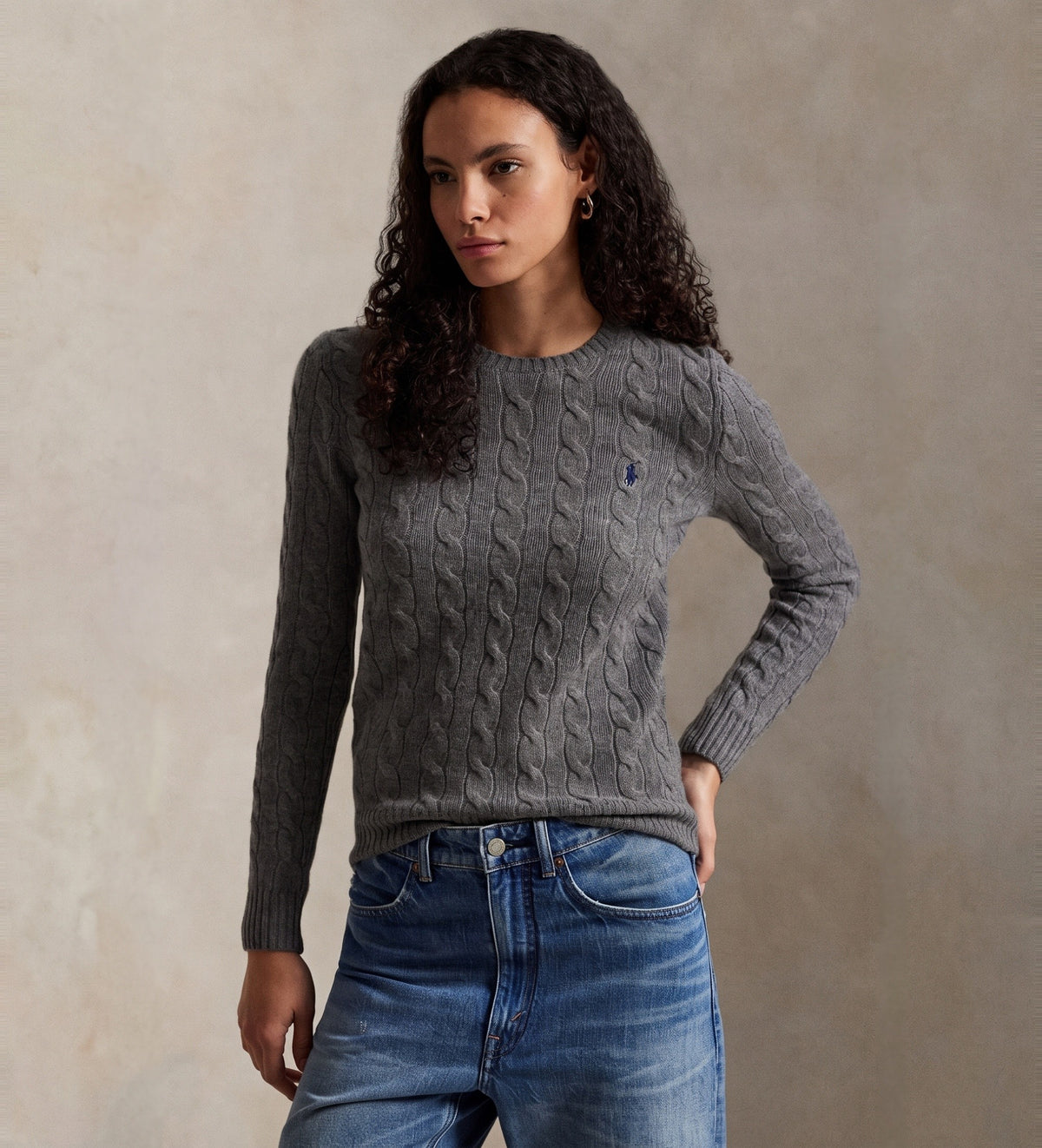 Girocollo in lana e cashmere a trecce 211971865 501 POLO RALPH LAUREN 