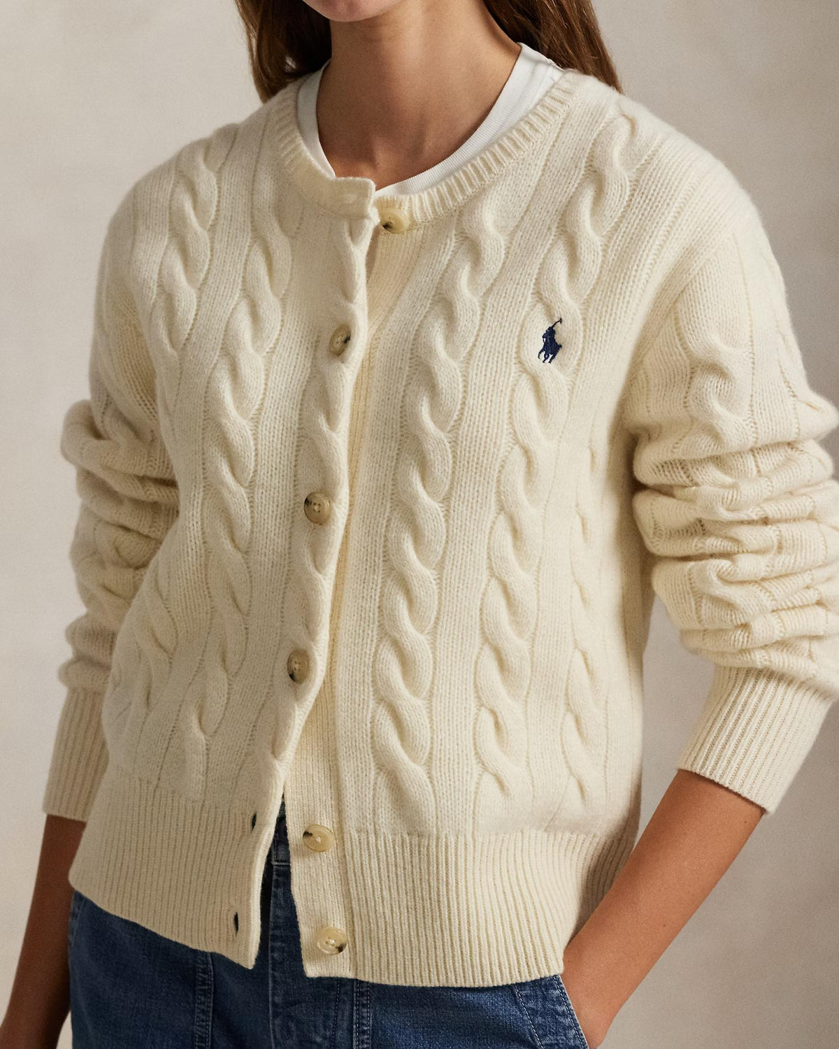 Cardigan a trecce in lana e cashmere 211972104 002 POLO RALPH LAUREN 