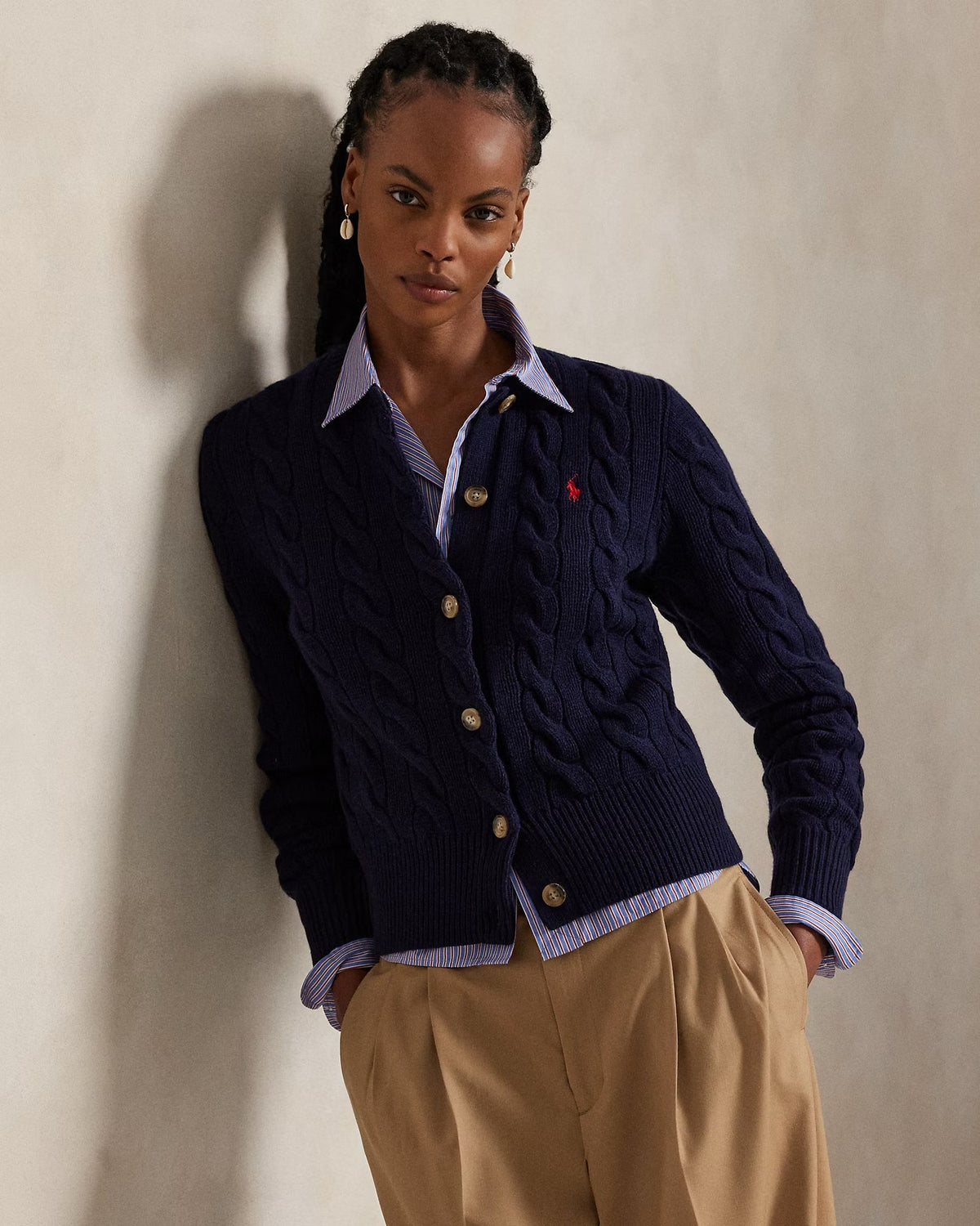Cardigan a trecce in lana e cashmere 211972104 004 POLO RALPH LAUREN 